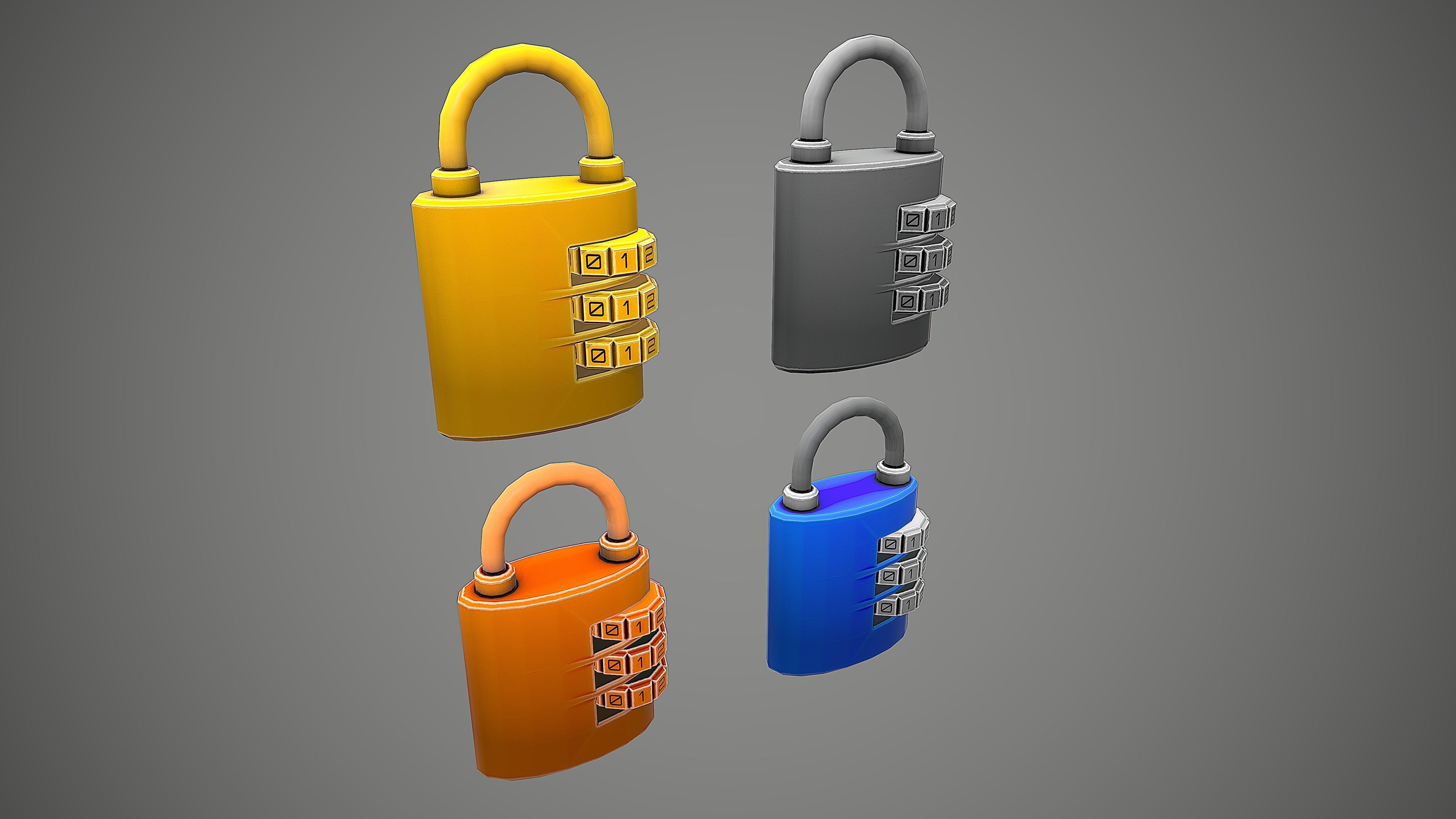 PADLOCK 7 CARTOON STYLIZED Low-poly 3D model_4