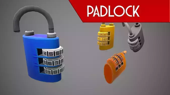 PADLOCK 7 CARTOON STYLIZED Low-poly 3D model