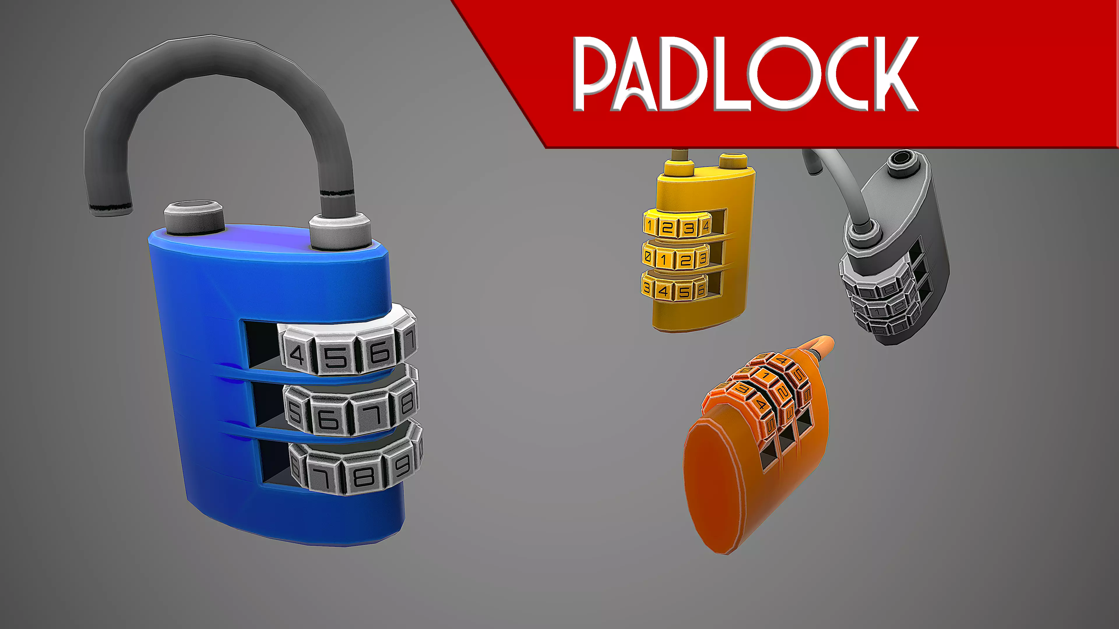 PADLOCK 7 CARTOON STYLIZED Low-poly 3D model_0