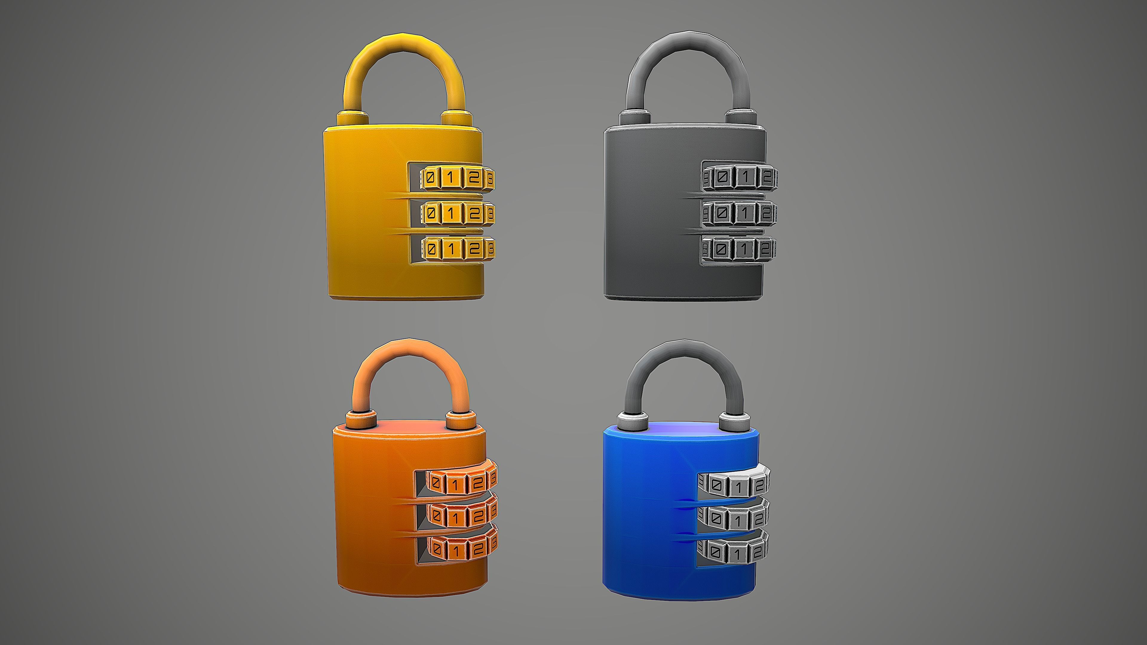 PADLOCK 7 CARTOON STYLIZED Low-poly 3D model_2