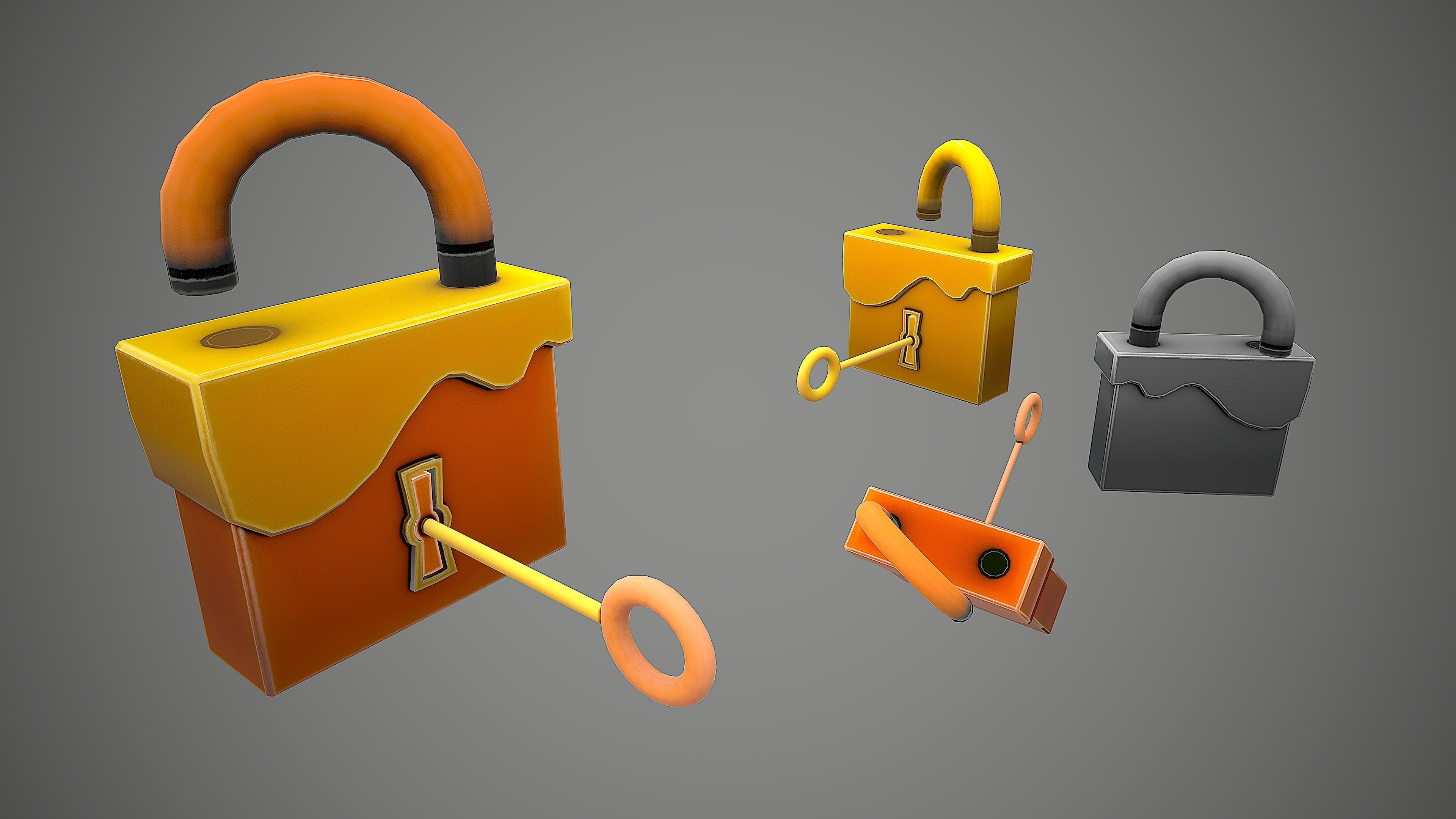 PADLOCK  8 CARTOON STYLIZED Low-poly 3D model_2