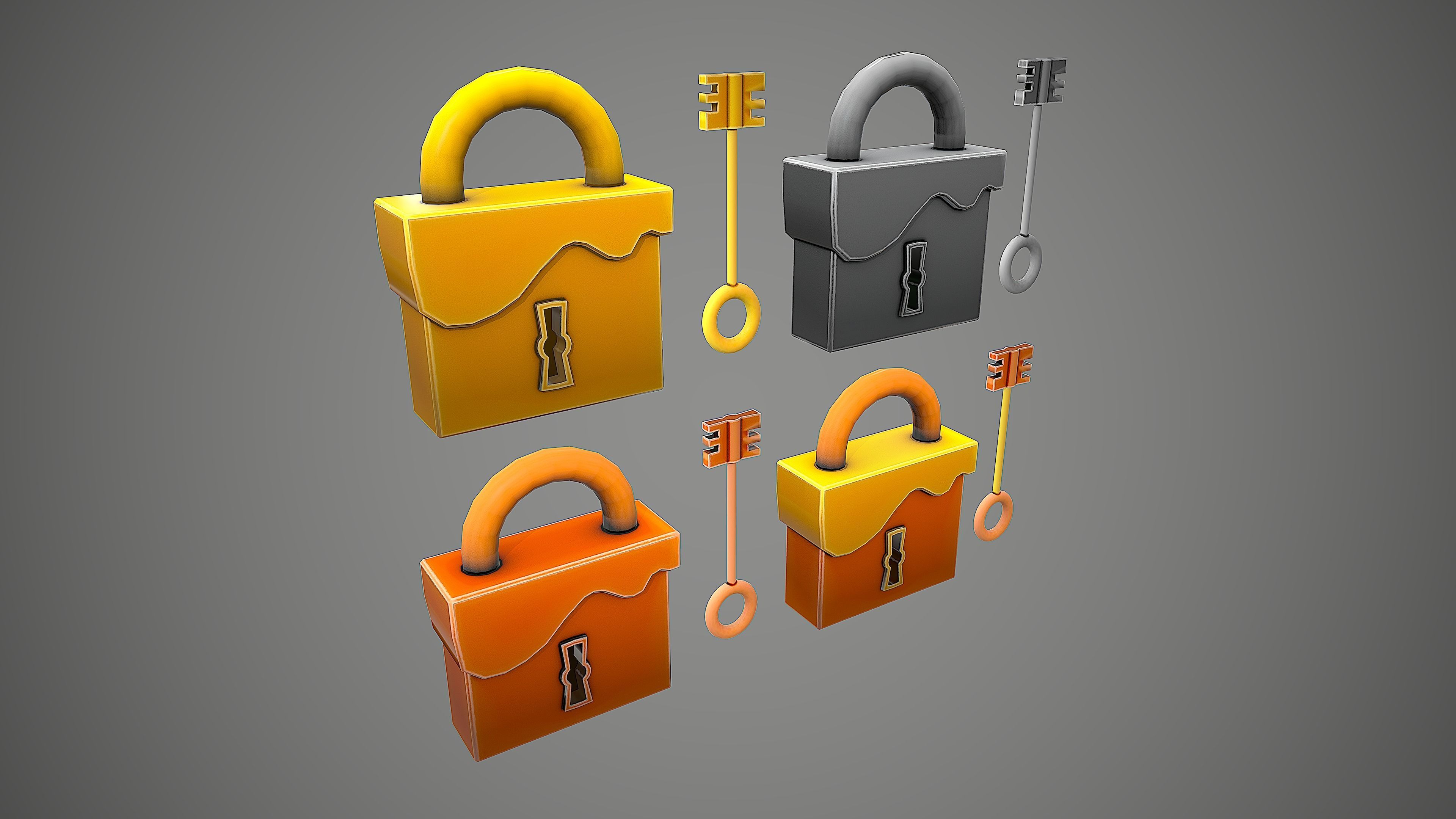 PADLOCK  8 CARTOON STYLIZED Low-poly 3D model_6