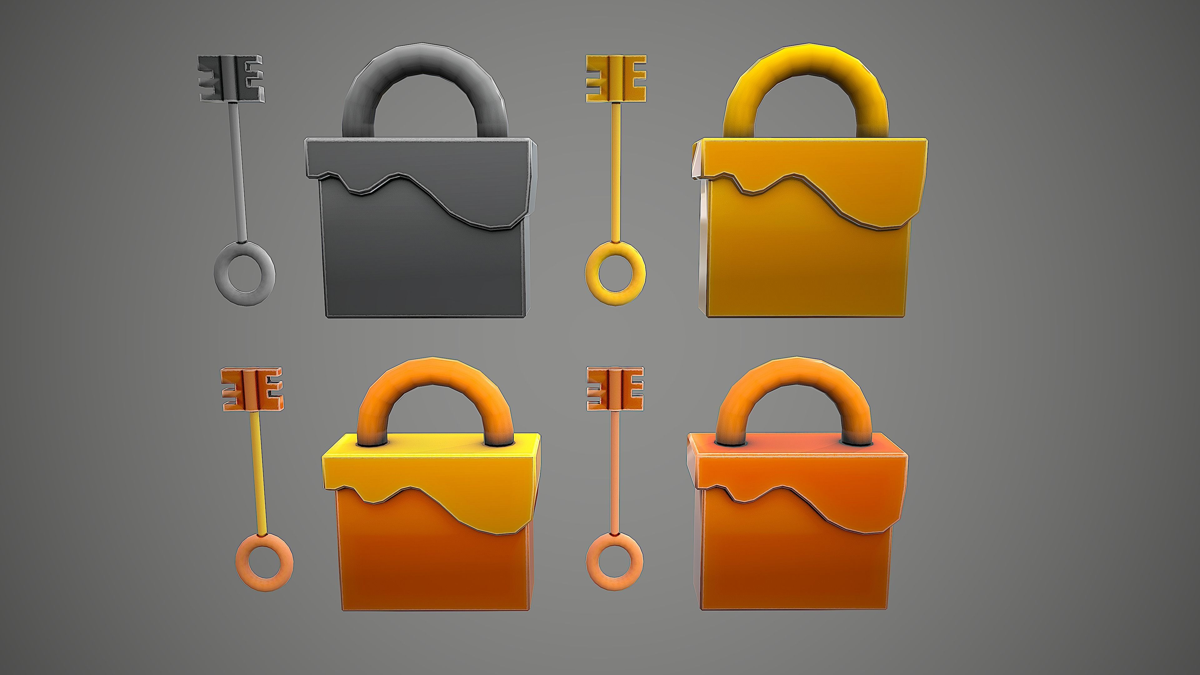 PADLOCK  8 CARTOON STYLIZED Low-poly 3D model_9