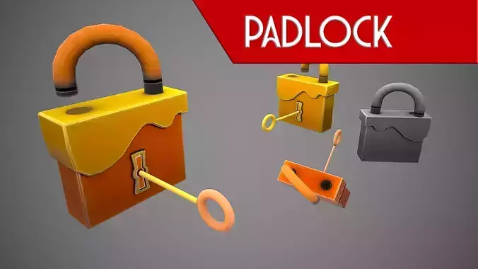 PADLOCK  8 CARTOON STYLIZED Low-poly 3D model