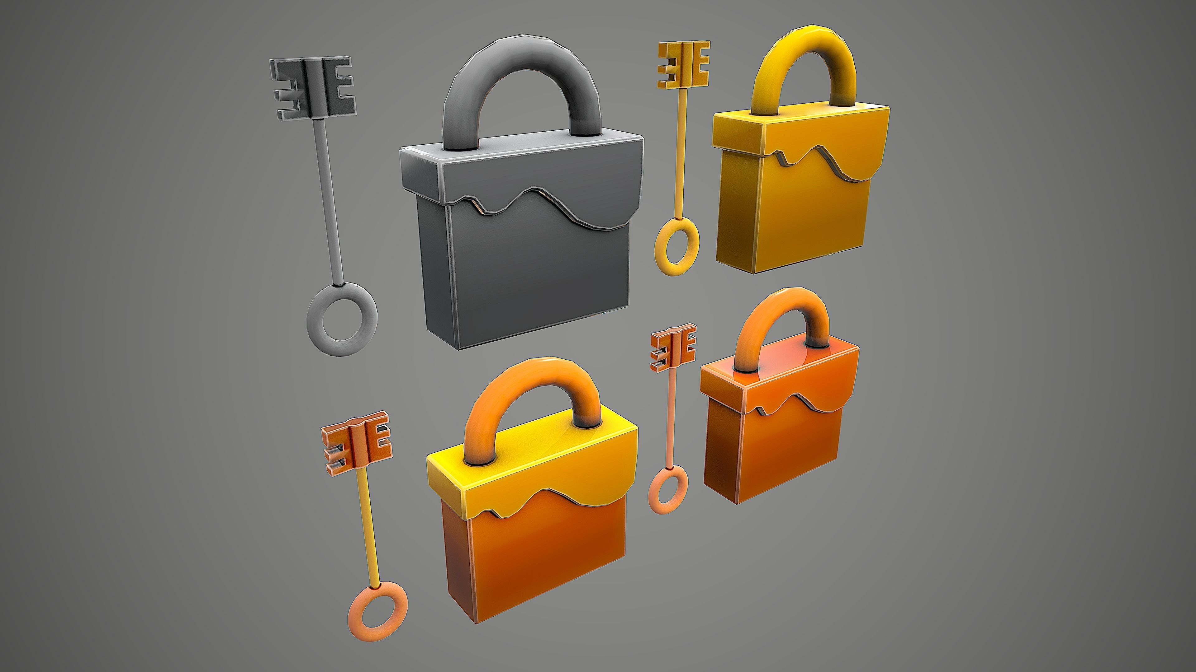 PADLOCK  8 CARTOON STYLIZED Low-poly 3D model_8