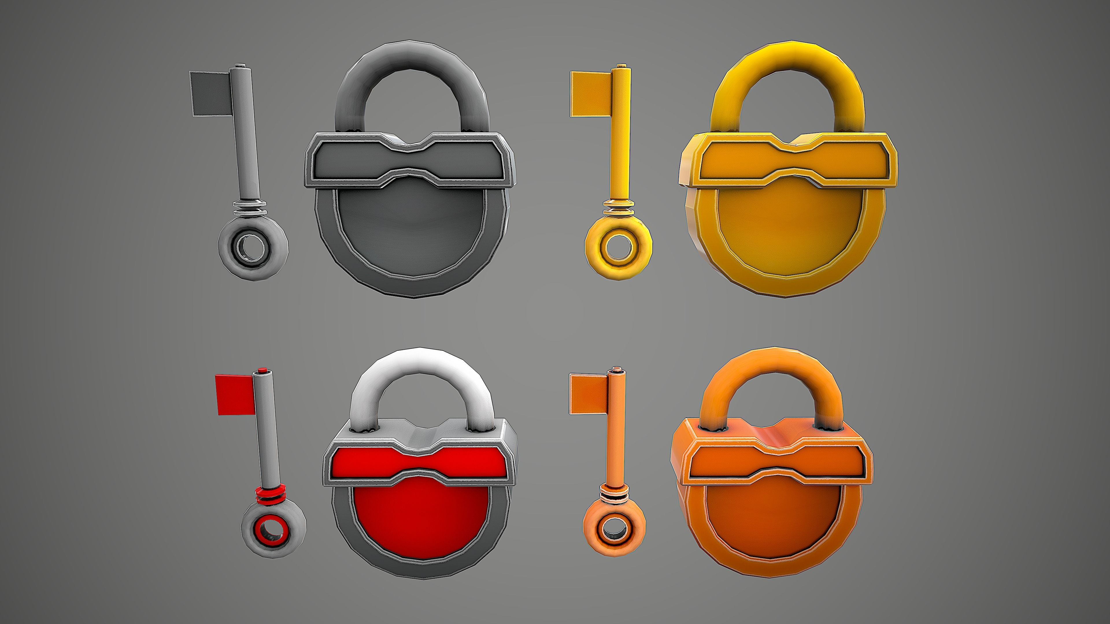 PADLOCK  10 CARTOON STYLIZED Low-poly 3D model_8