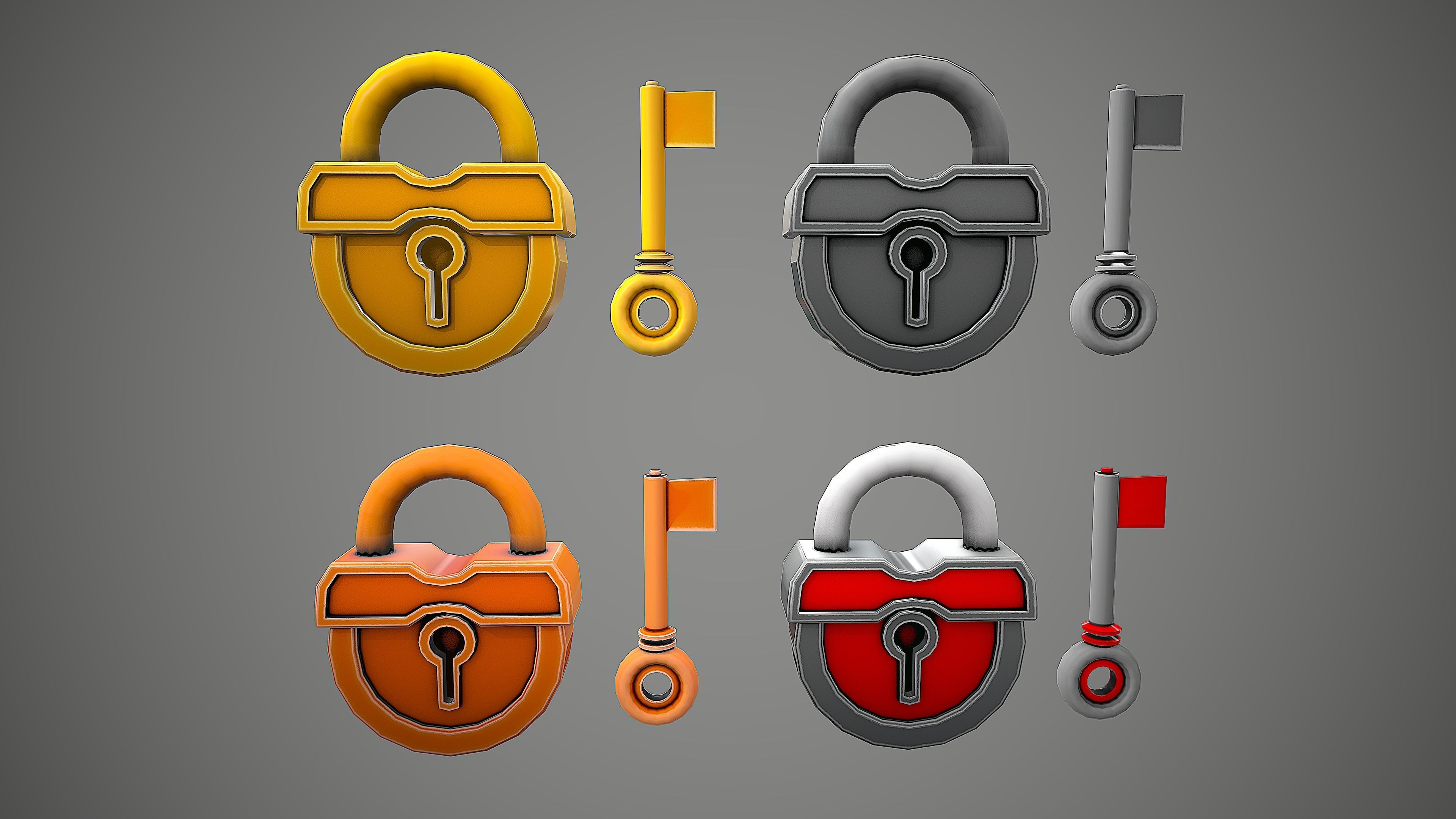 PADLOCK  10 CARTOON STYLIZED Low-poly 3D model_2