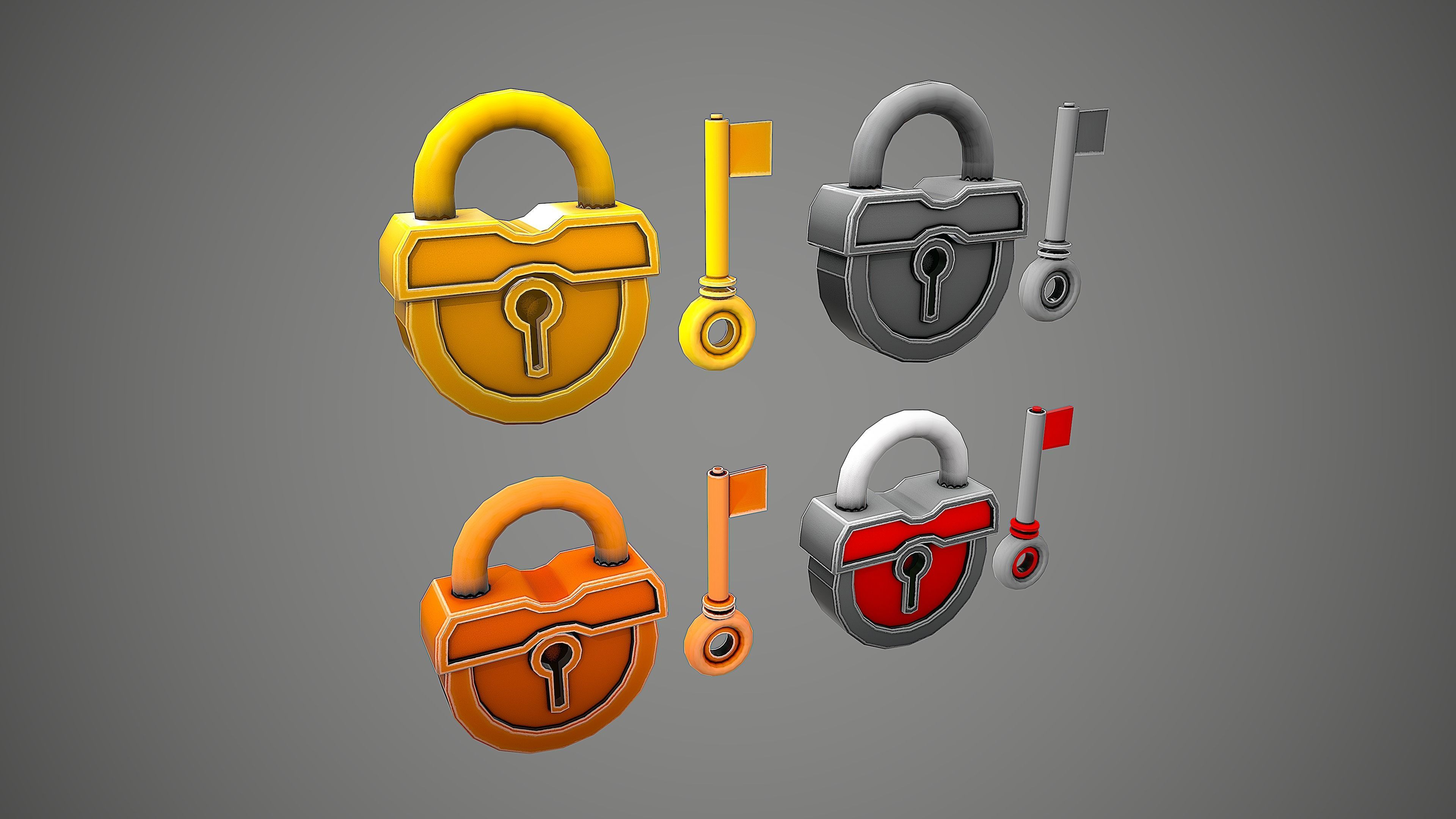 PADLOCK  10 CARTOON STYLIZED Low-poly 3D model_6