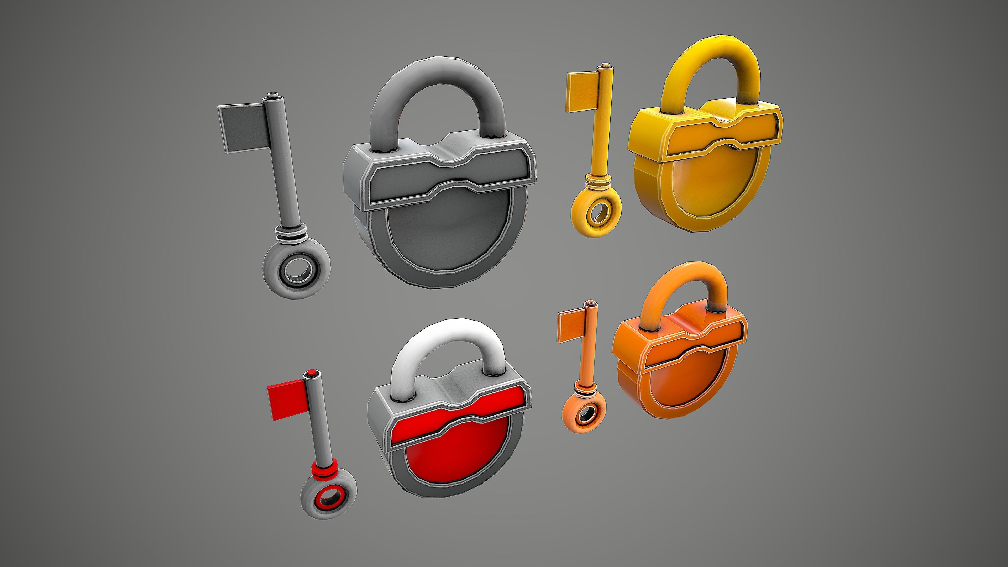 PADLOCK  10 CARTOON STYLIZED Low-poly 3D model_7