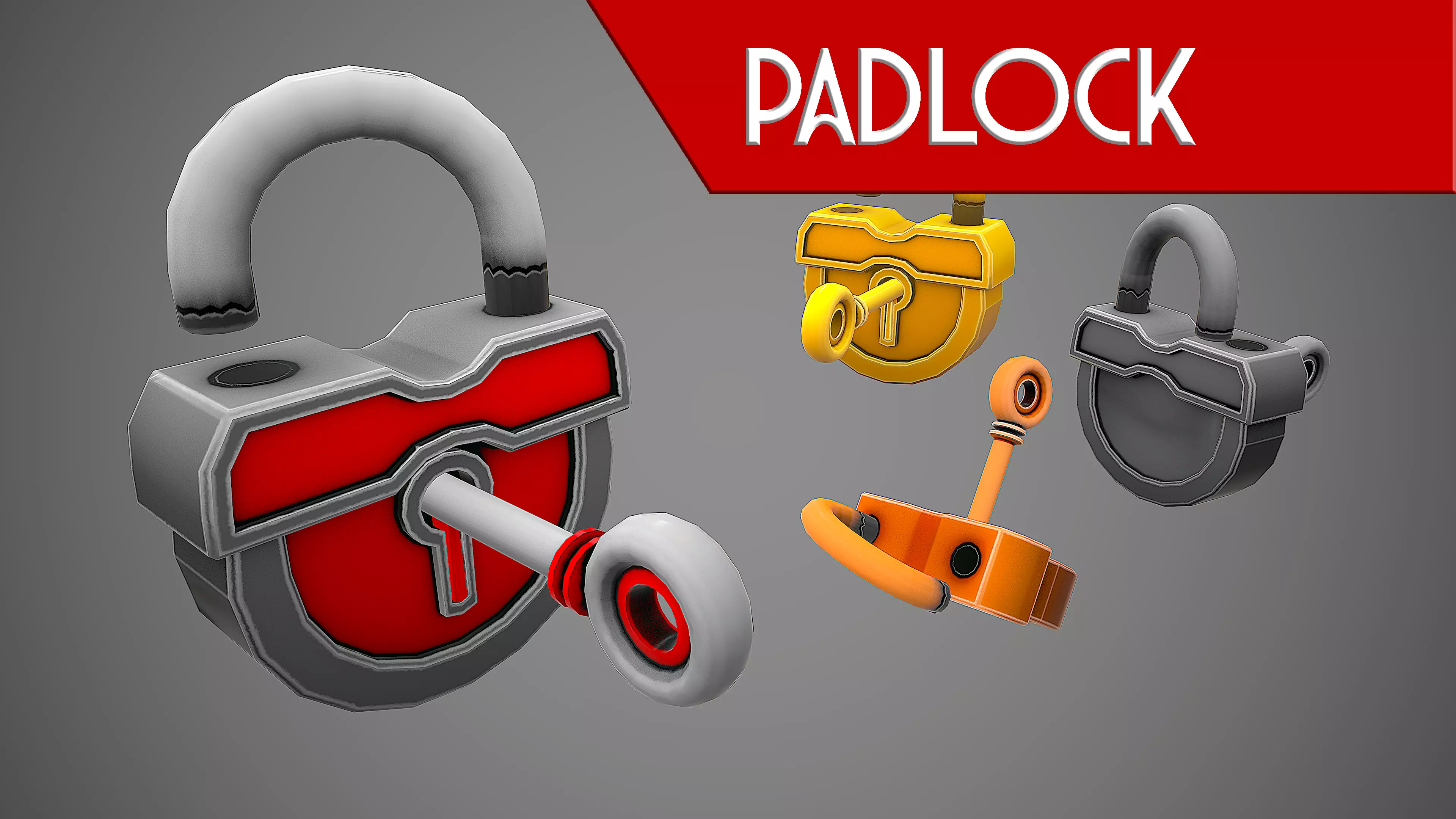PADLOCK  10 CARTOON STYLIZED Low-poly 3D model_0