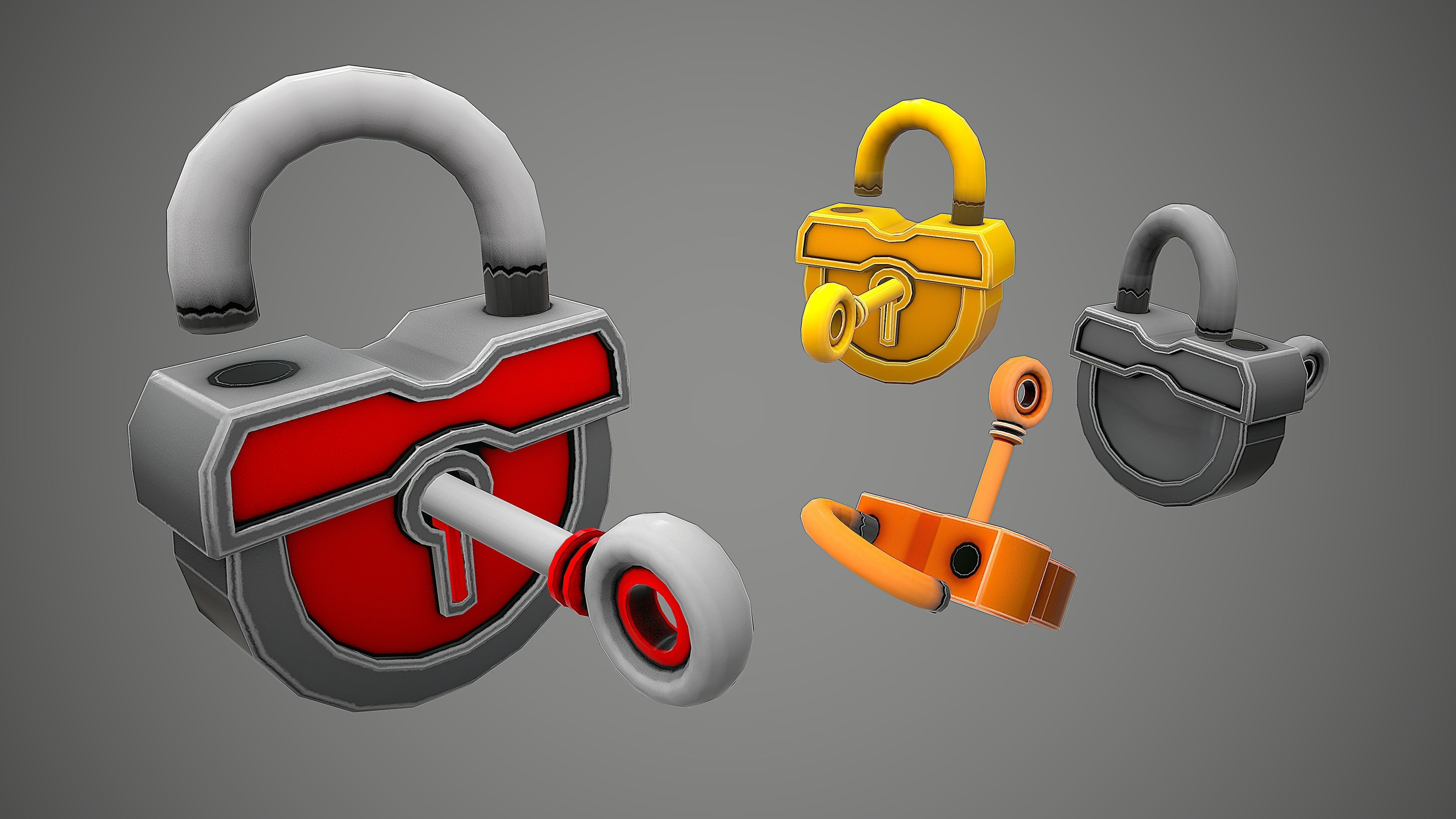 PADLOCK PACK CARTOON STYLIZED 3D Model Collection_71