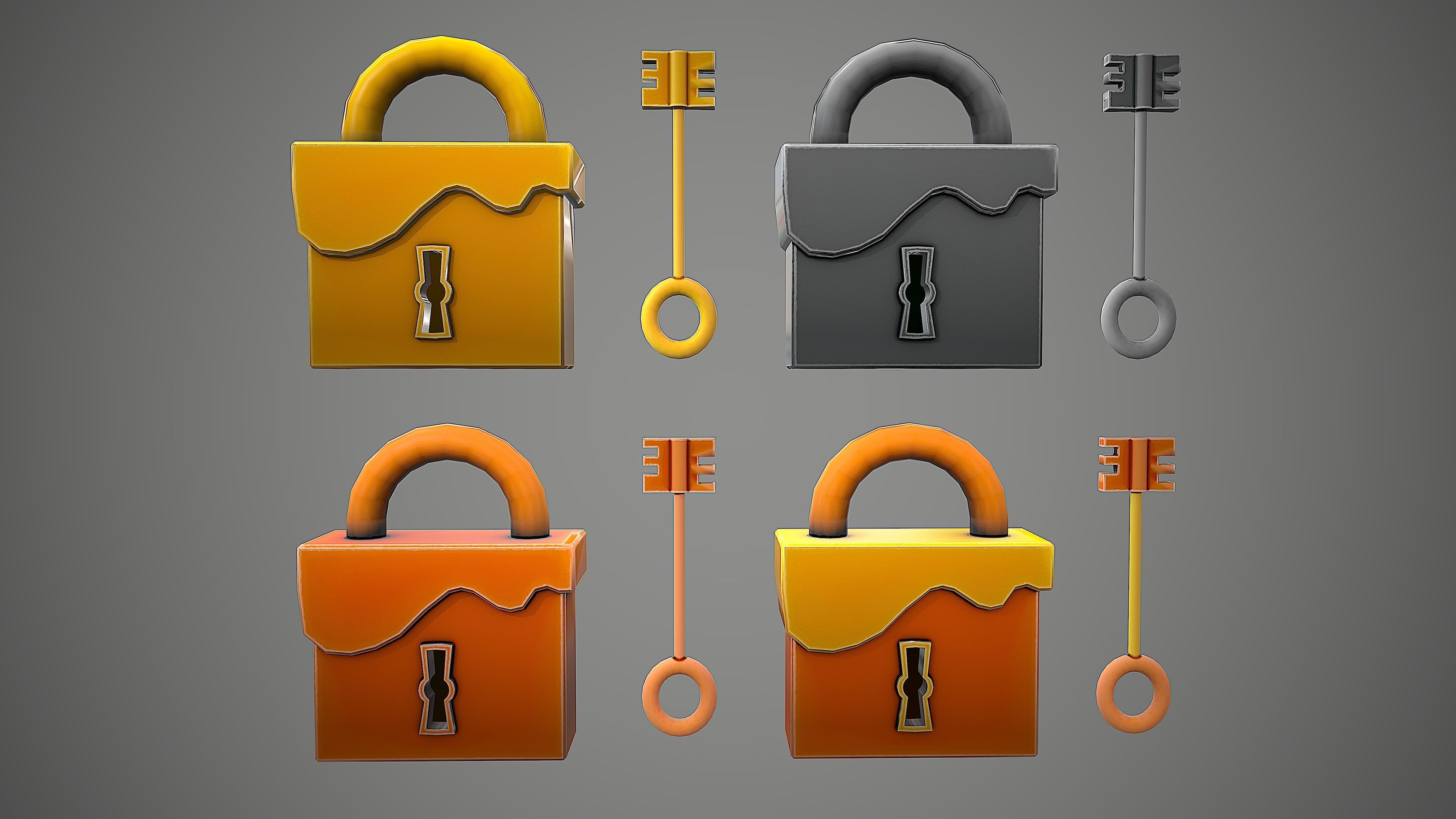 PADLOCK PACK CARTOON STYLIZED 3D Model Collection_22