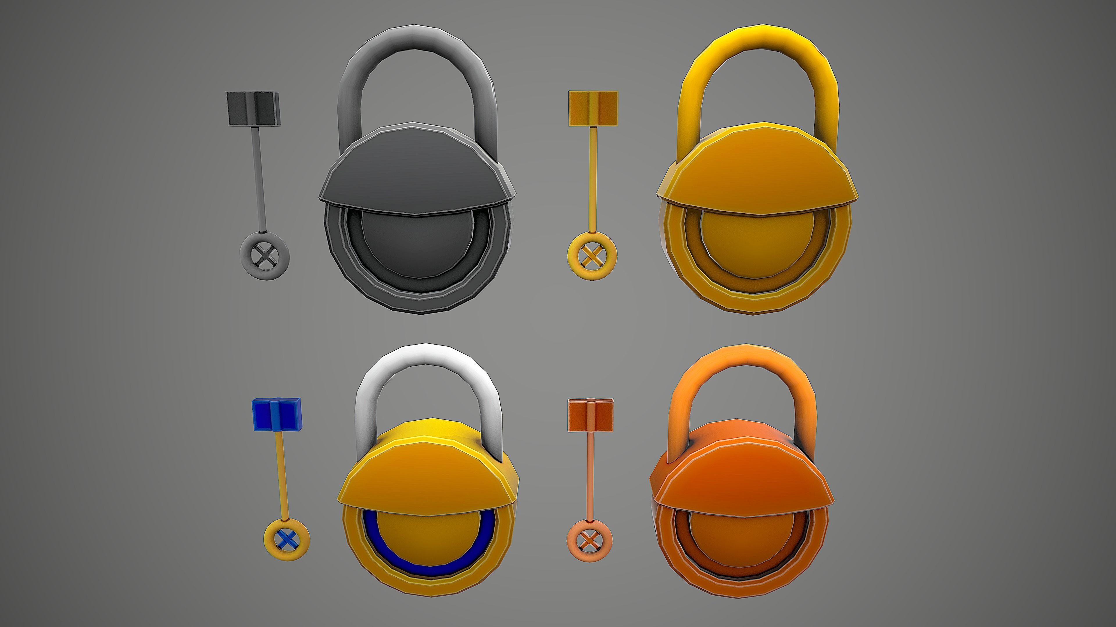 PADLOCK PACK CARTOON STYLIZED 3D Model Collection_36