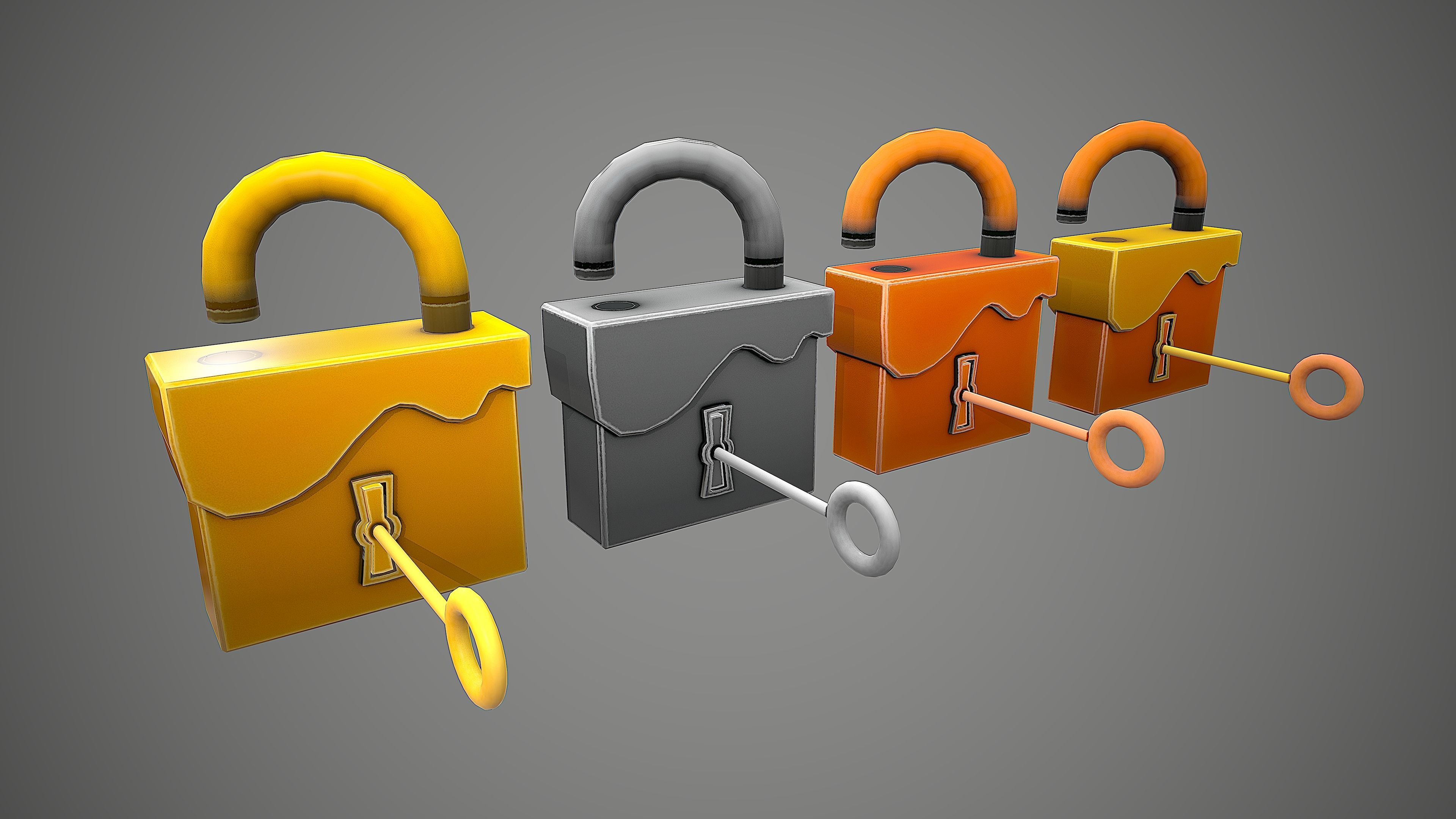 PADLOCK PACK CARTOON STYLIZED 3D Model Collection_57