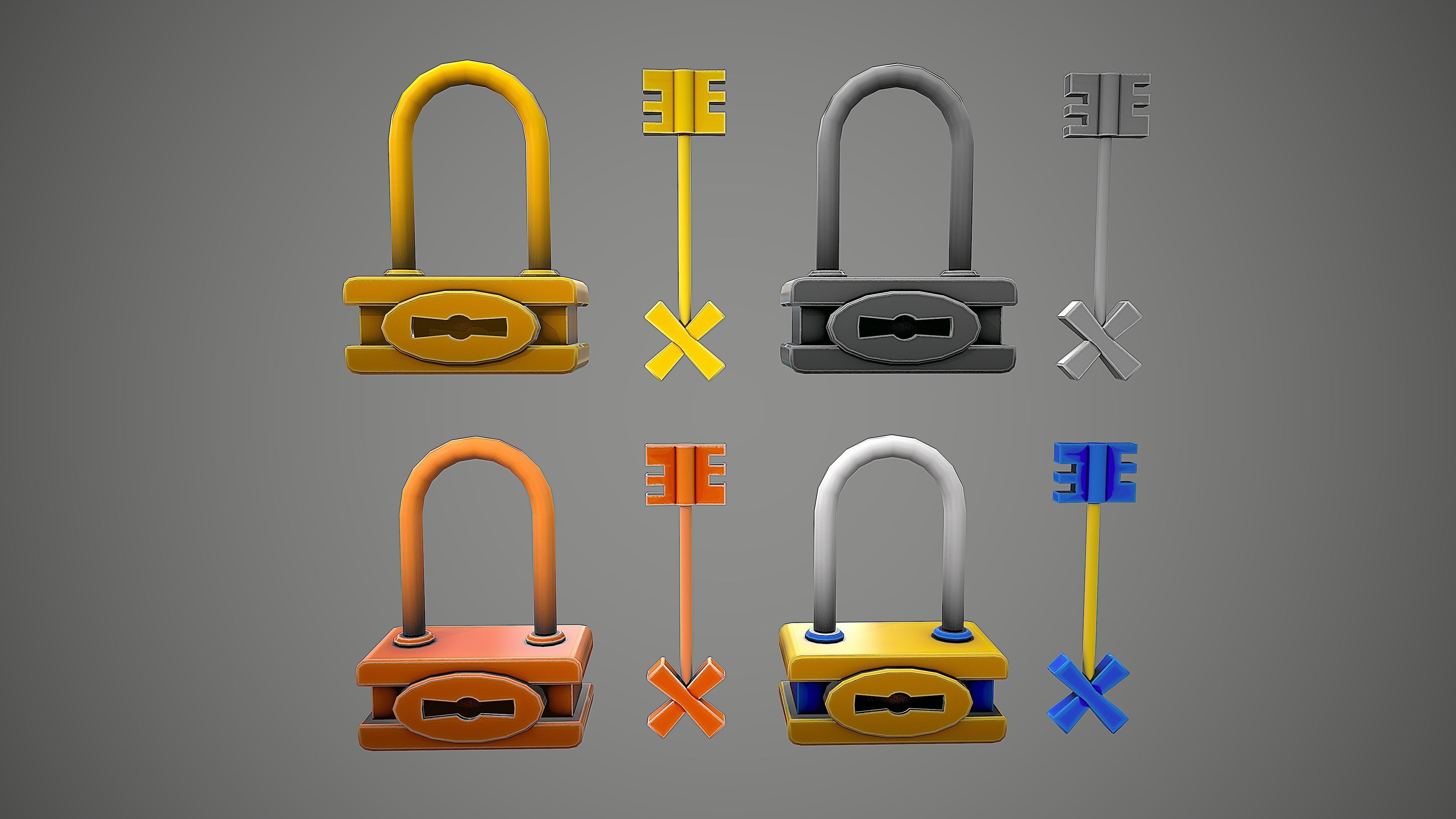 PADLOCK PACK CARTOON STYLIZED 3D Model Collection_13