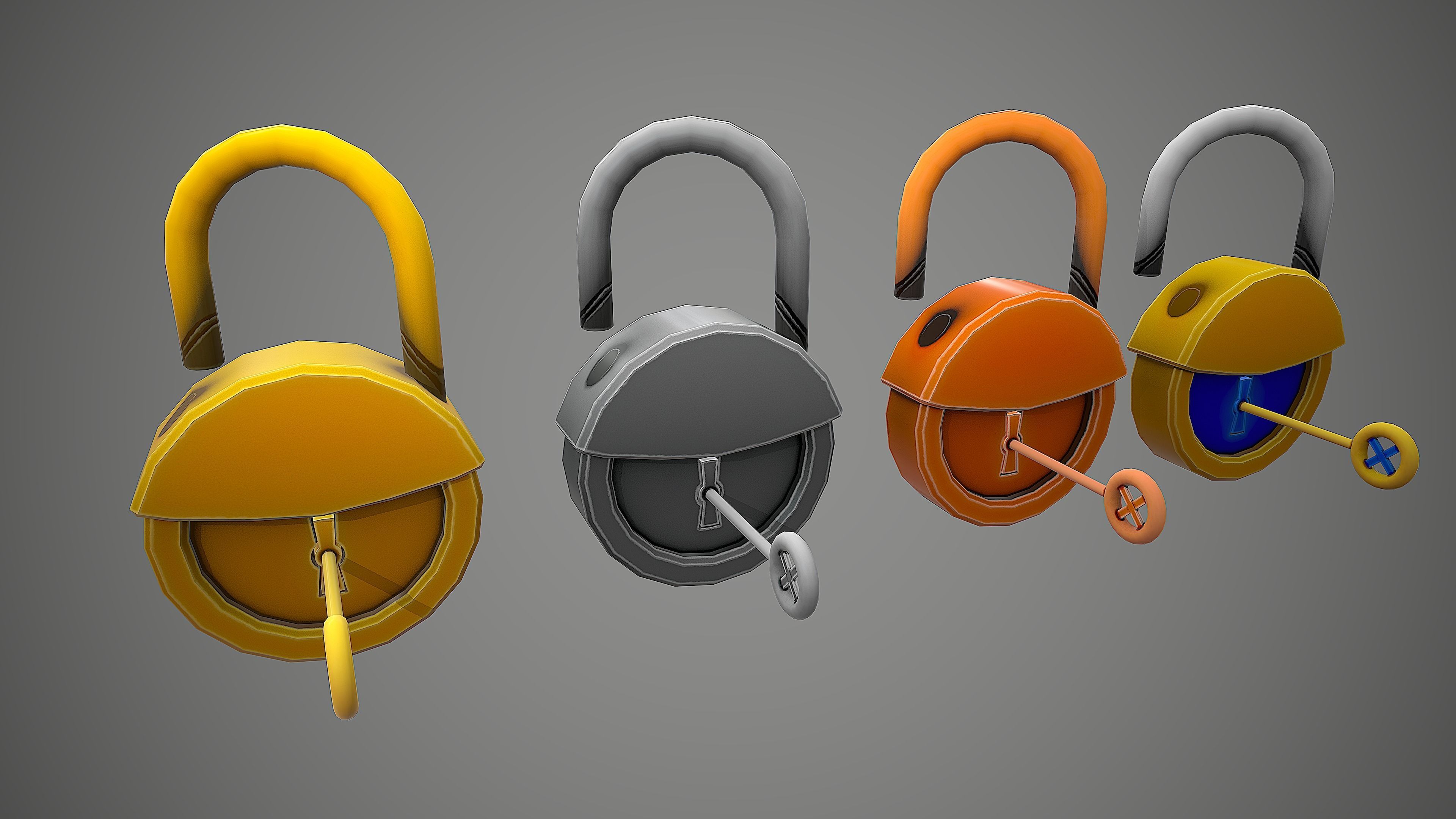 PADLOCK PACK CARTOON STYLIZED 3D Model Collection_60
