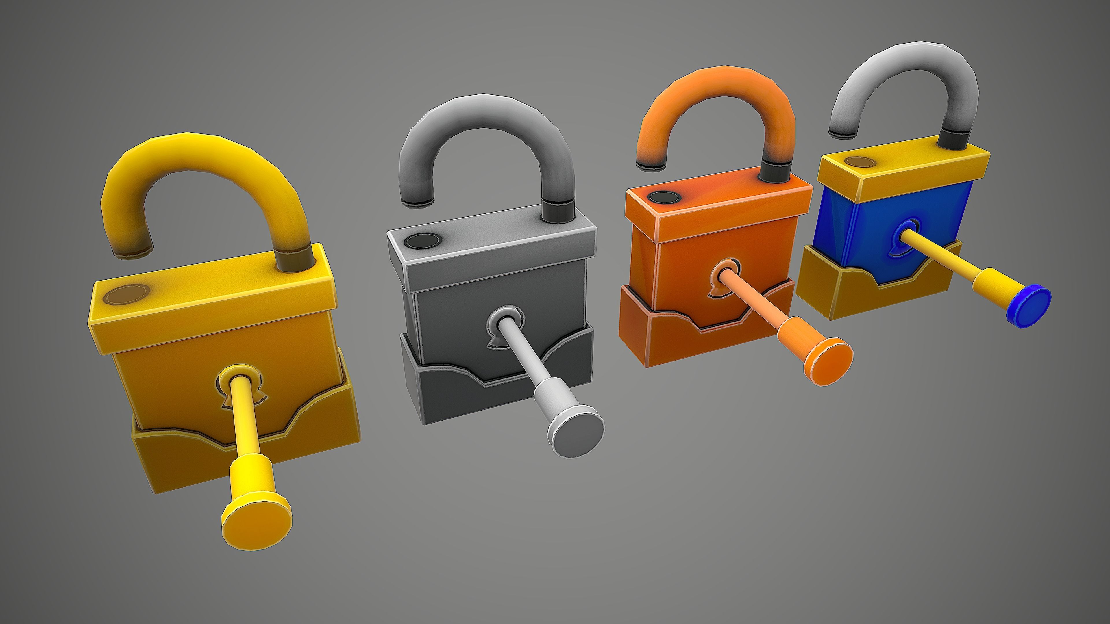 PADLOCK PACK CARTOON STYLIZED 3D Model Collection_61