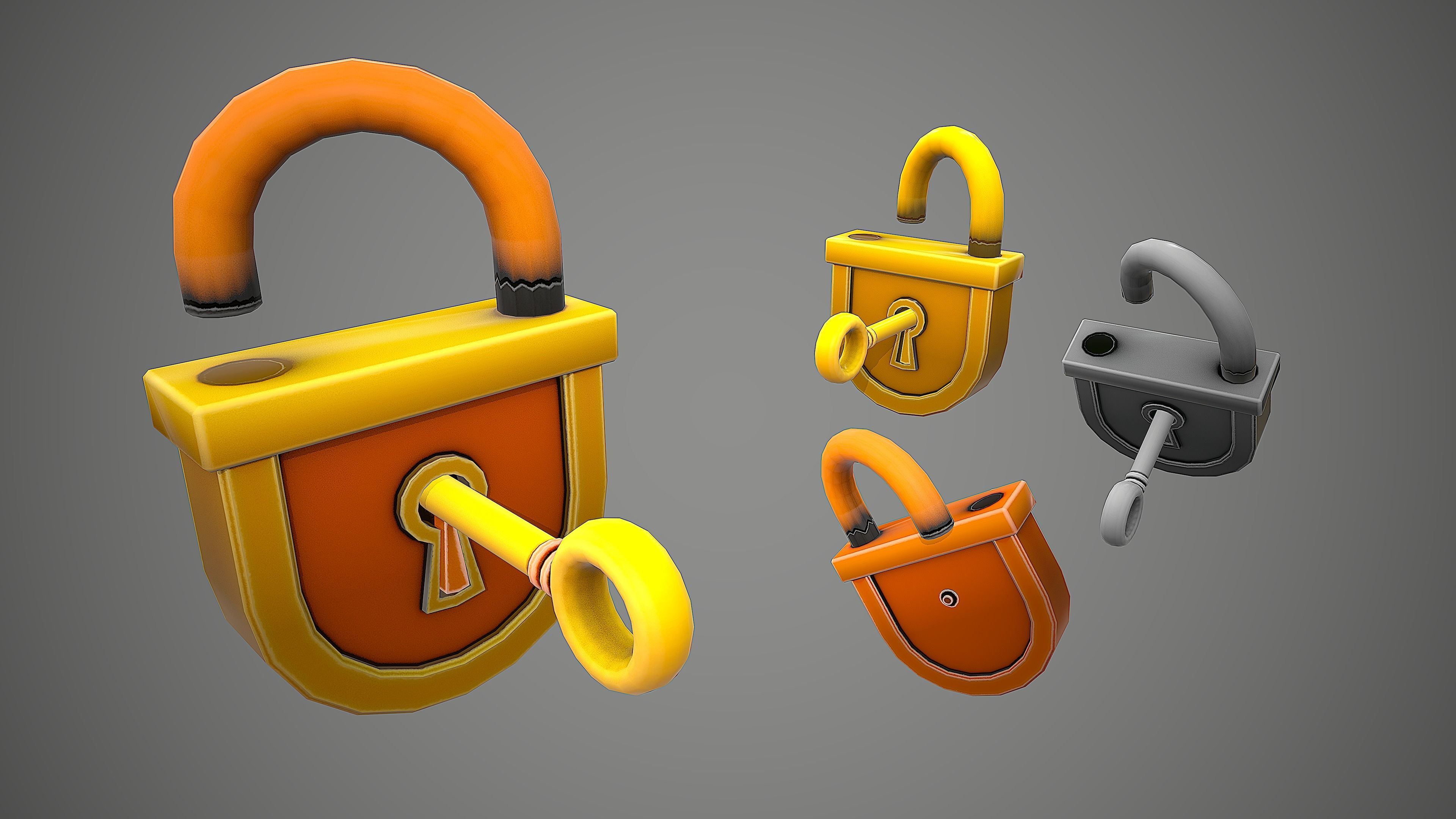 PADLOCK PACK CARTOON STYLIZED 3D Model Collection_68