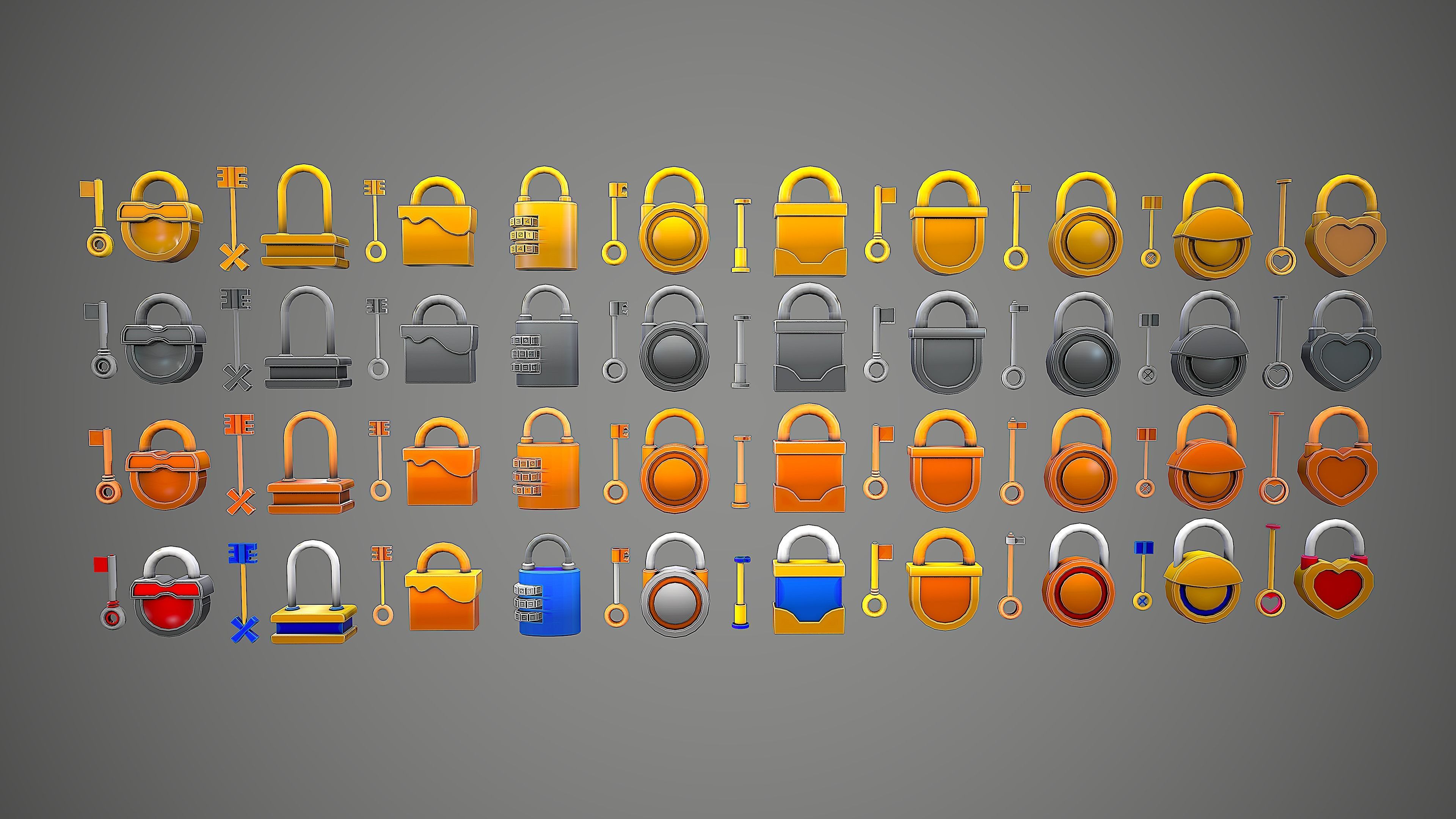 PADLOCK PACK CARTOON STYLIZED 3D Model Collection_12