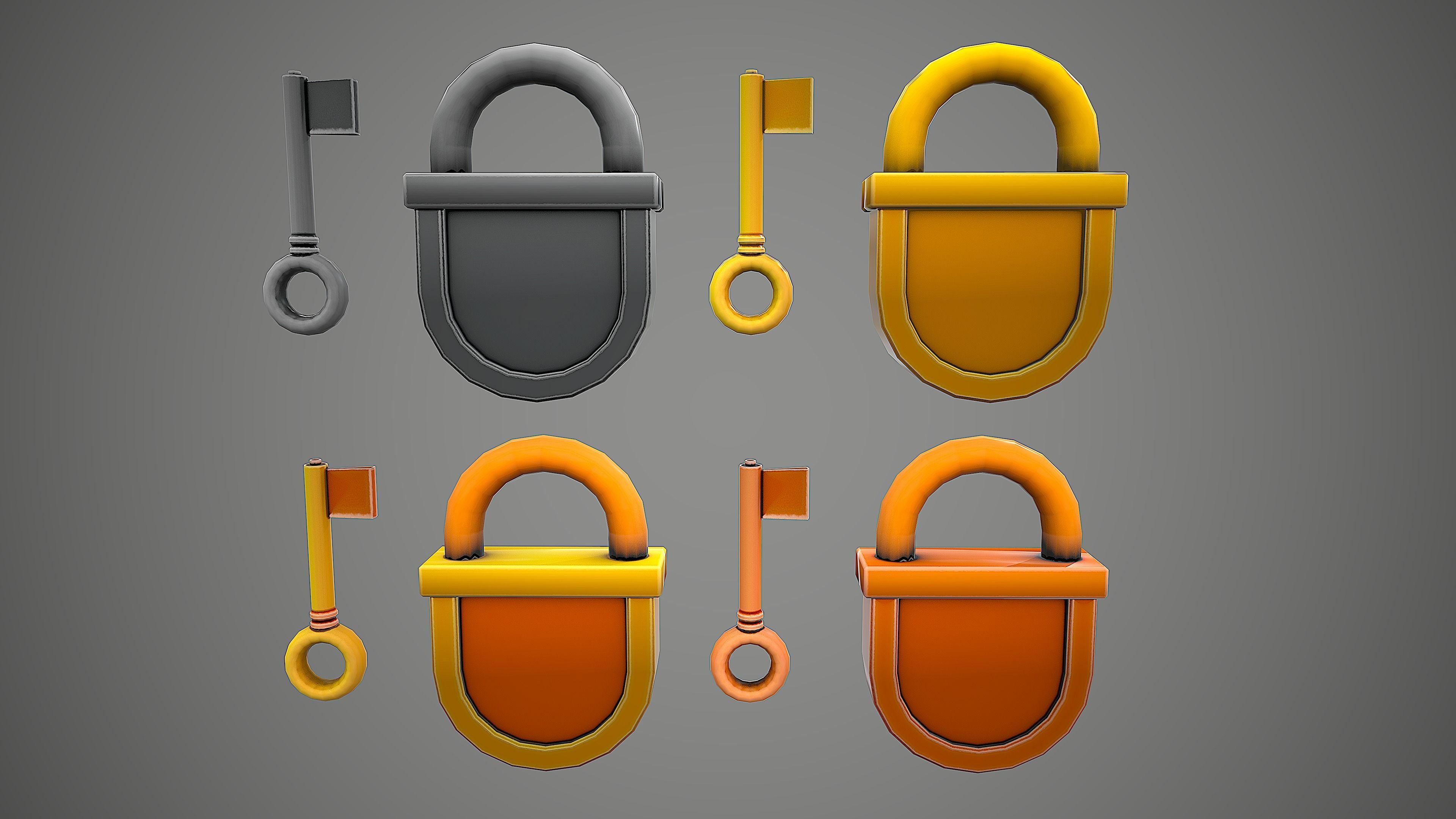 PADLOCK PACK CARTOON STYLIZED 3D Model Collection_39