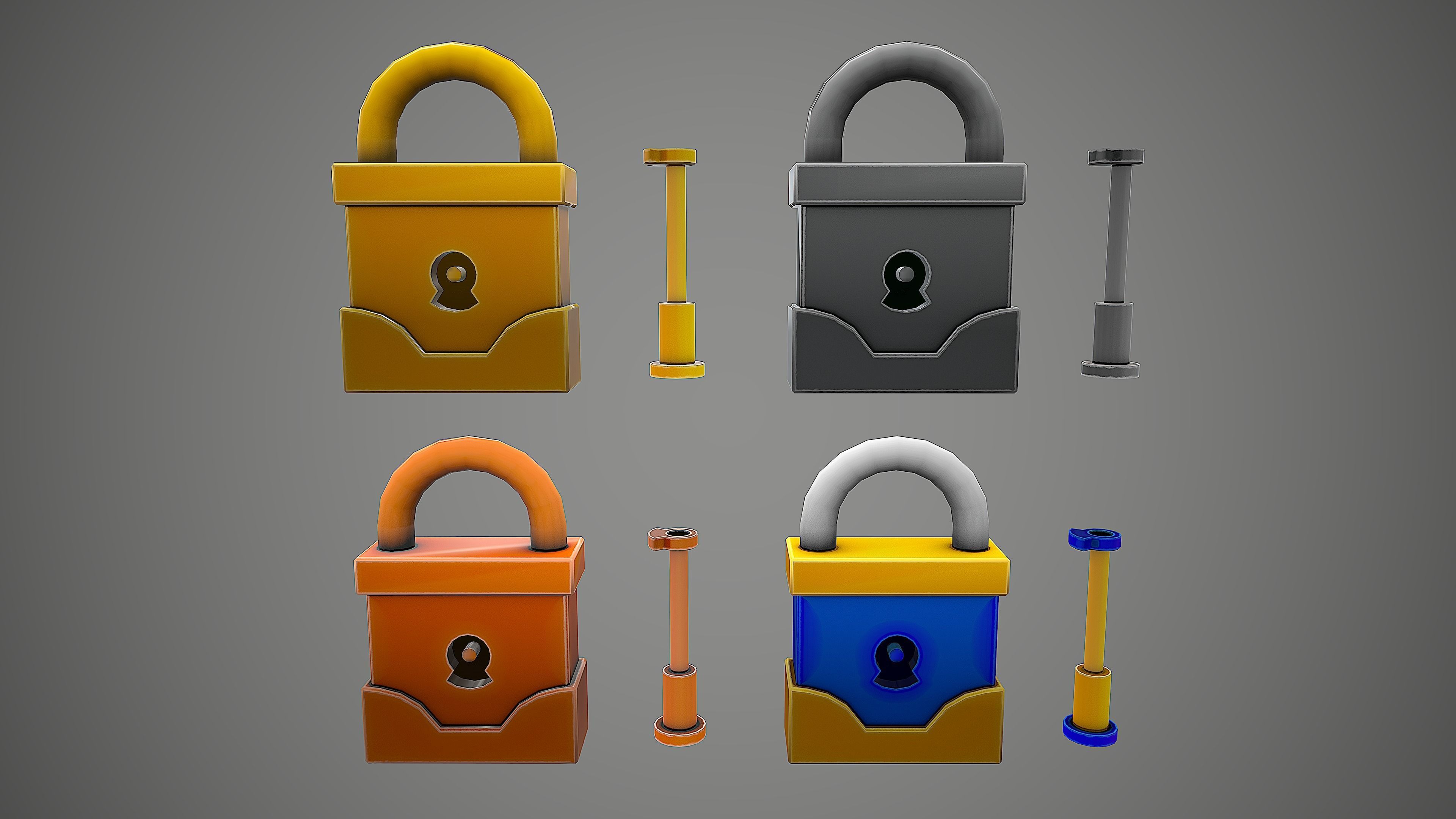 PADLOCK PACK CARTOON STYLIZED 3D Model Collection_15