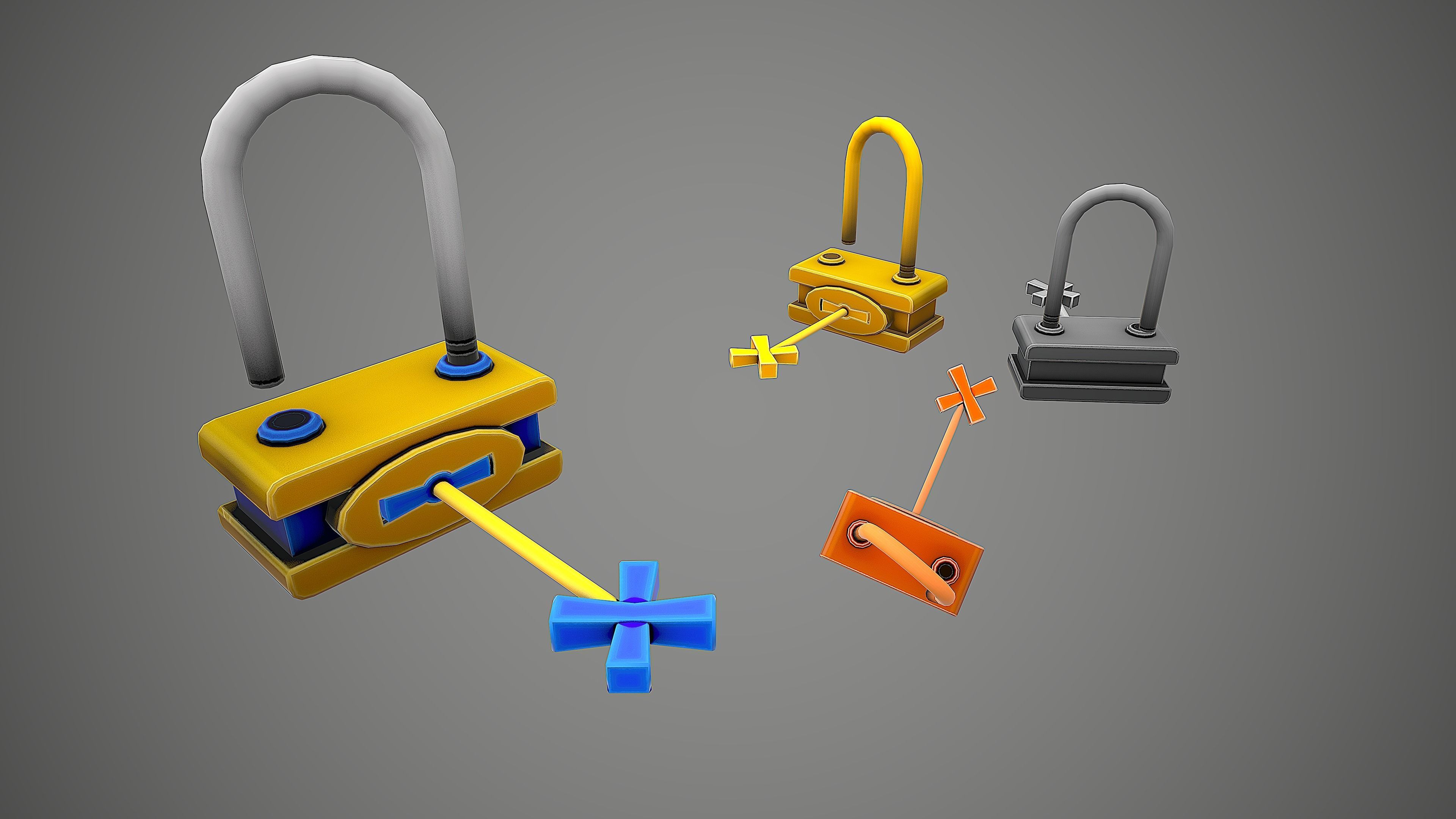 PADLOCK PACK CARTOON STYLIZED 3D Model Collection_63