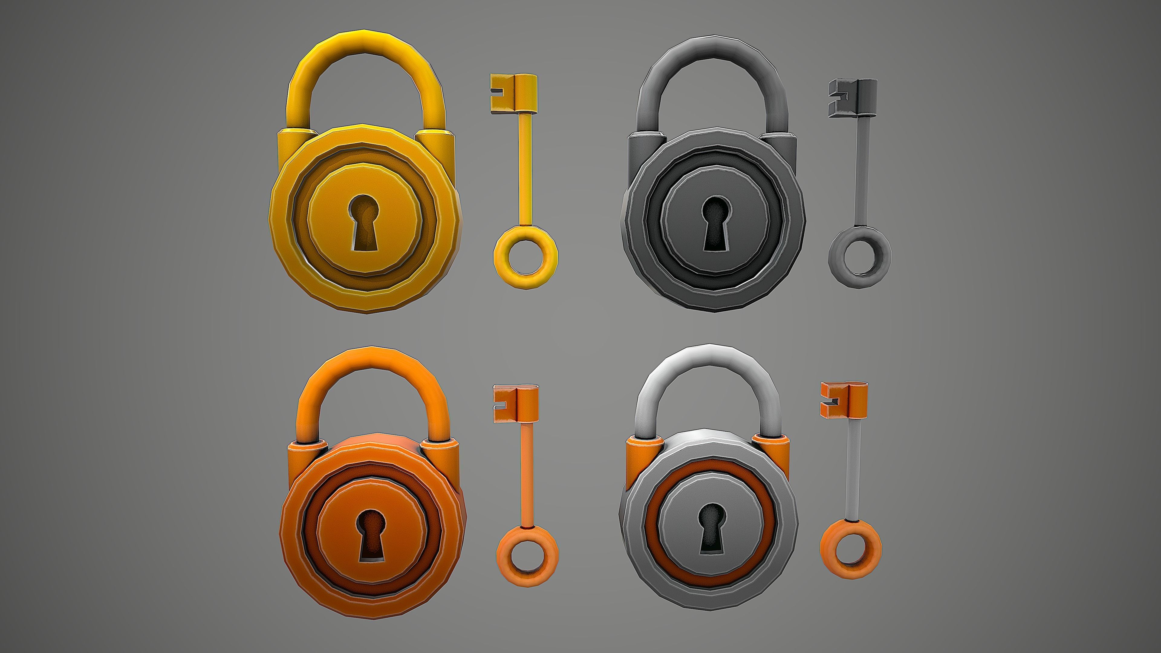 PADLOCK PACK CARTOON STYLIZED 3D Model Collection_20