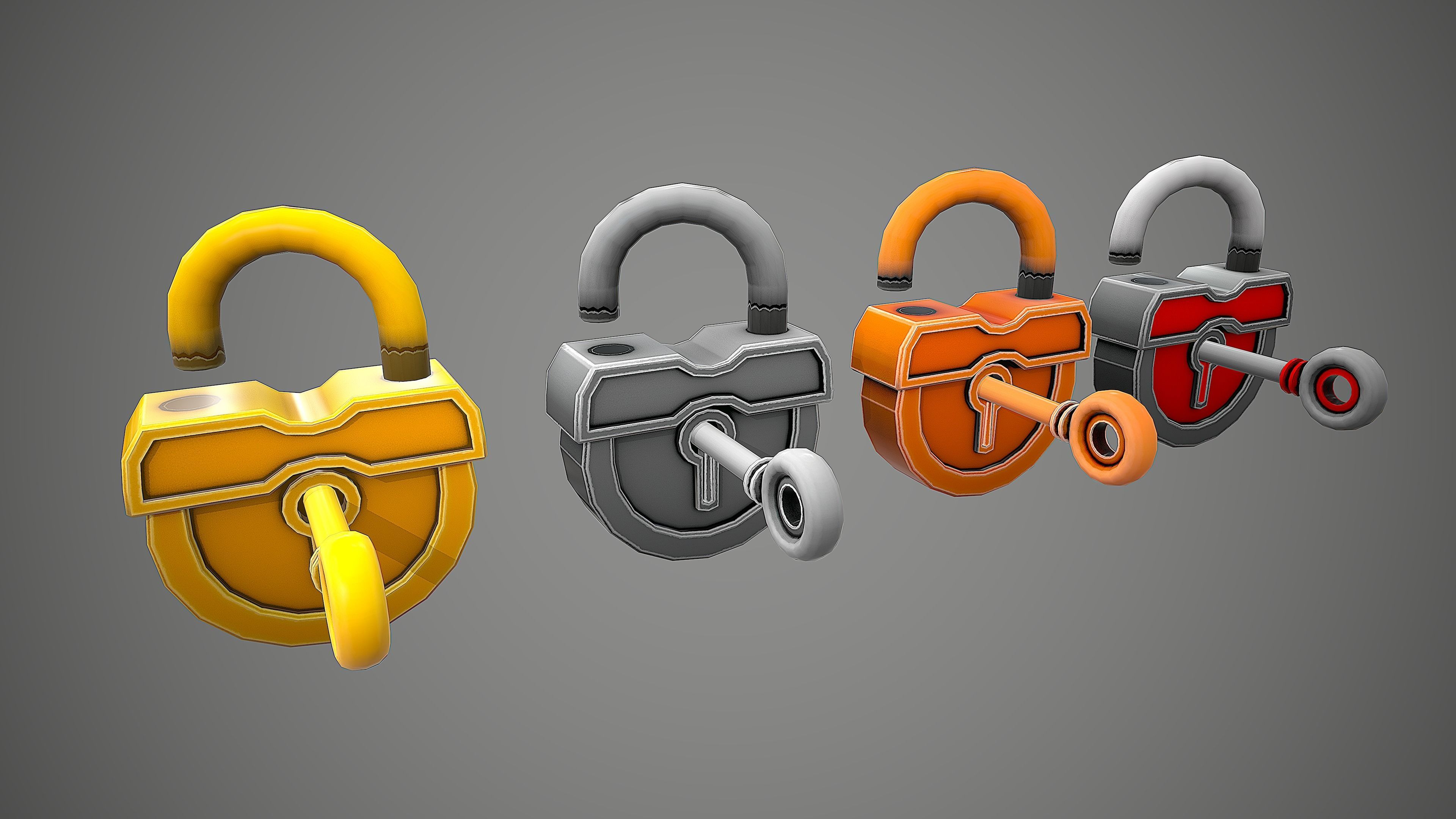 PADLOCK PACK CARTOON STYLIZED 3D Model Collection_58