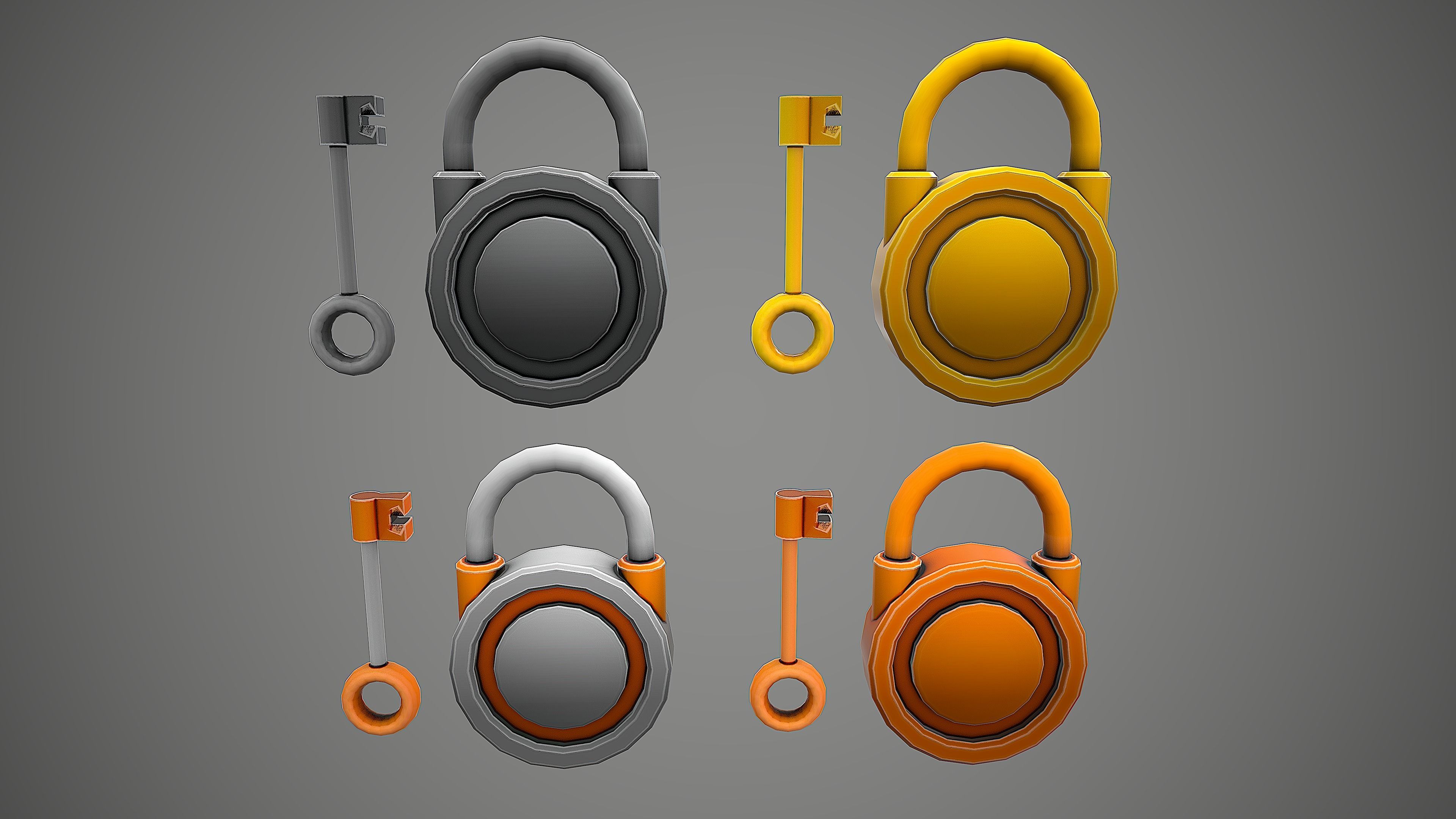 PADLOCK PACK CARTOON STYLIZED 3D Model Collection_41
