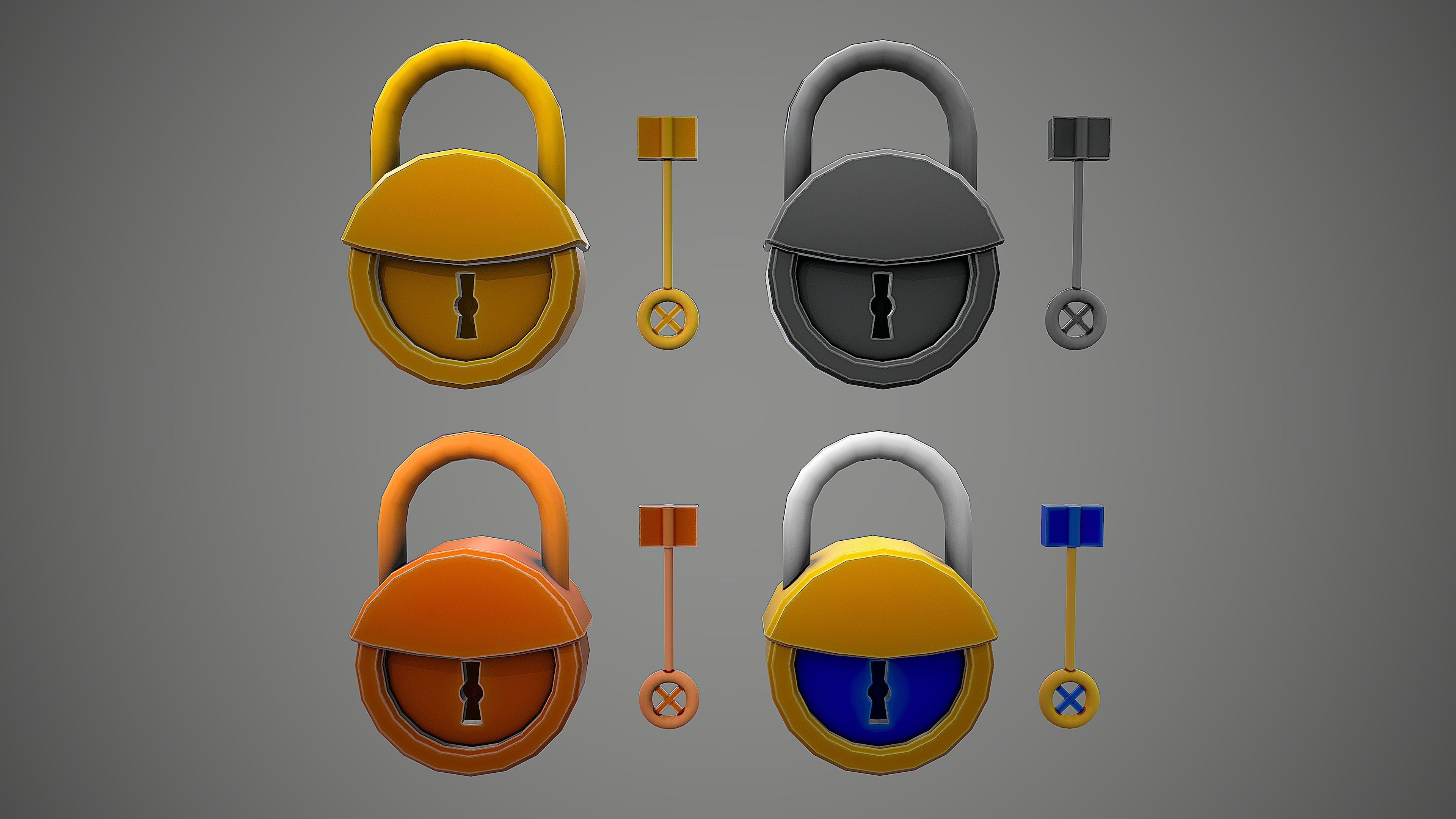 PADLOCK PACK CARTOON STYLIZED 3D Model Collection_21