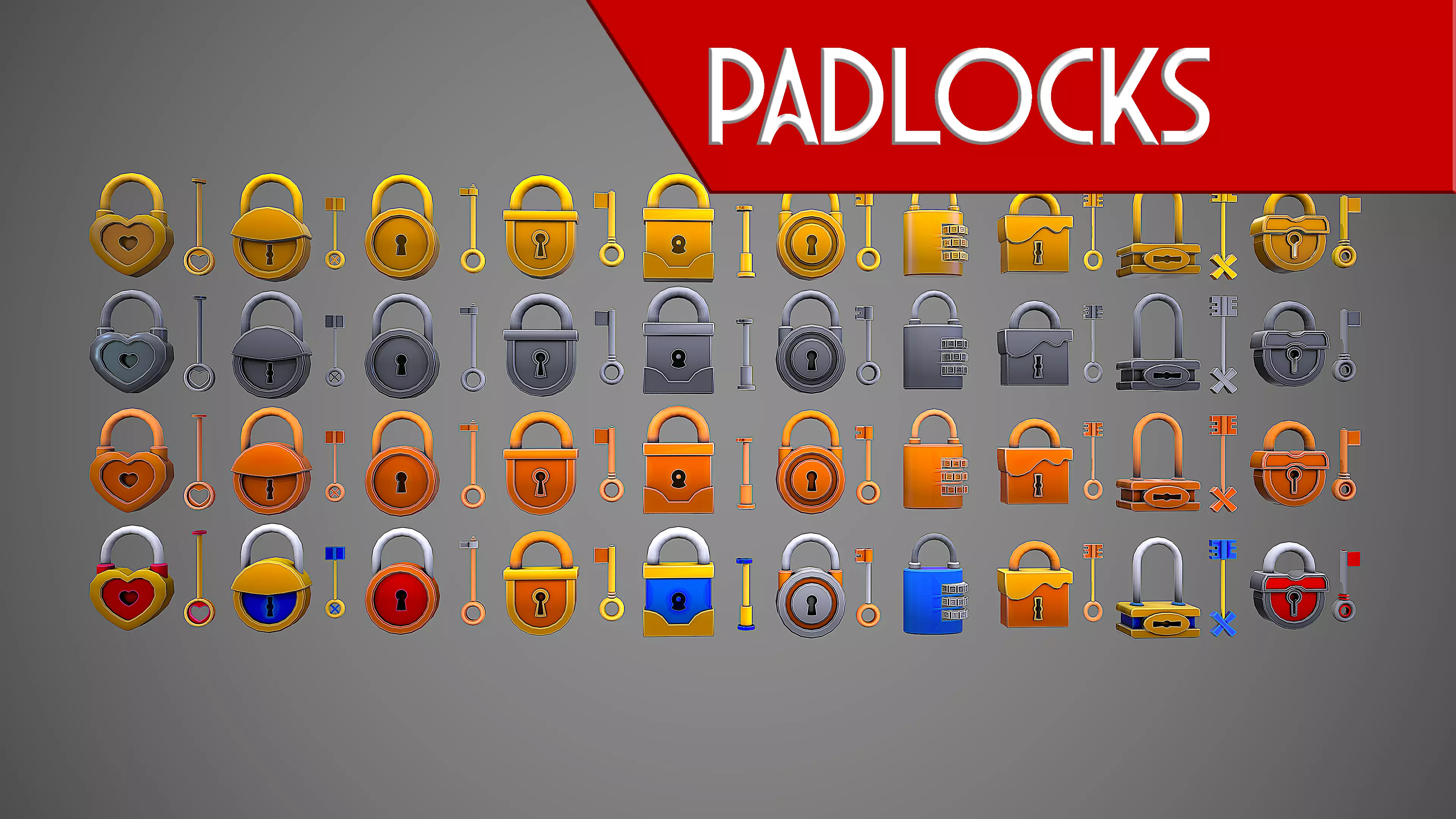 PADLOCK PACK CARTOON STYLIZED 3D Model Collection_0