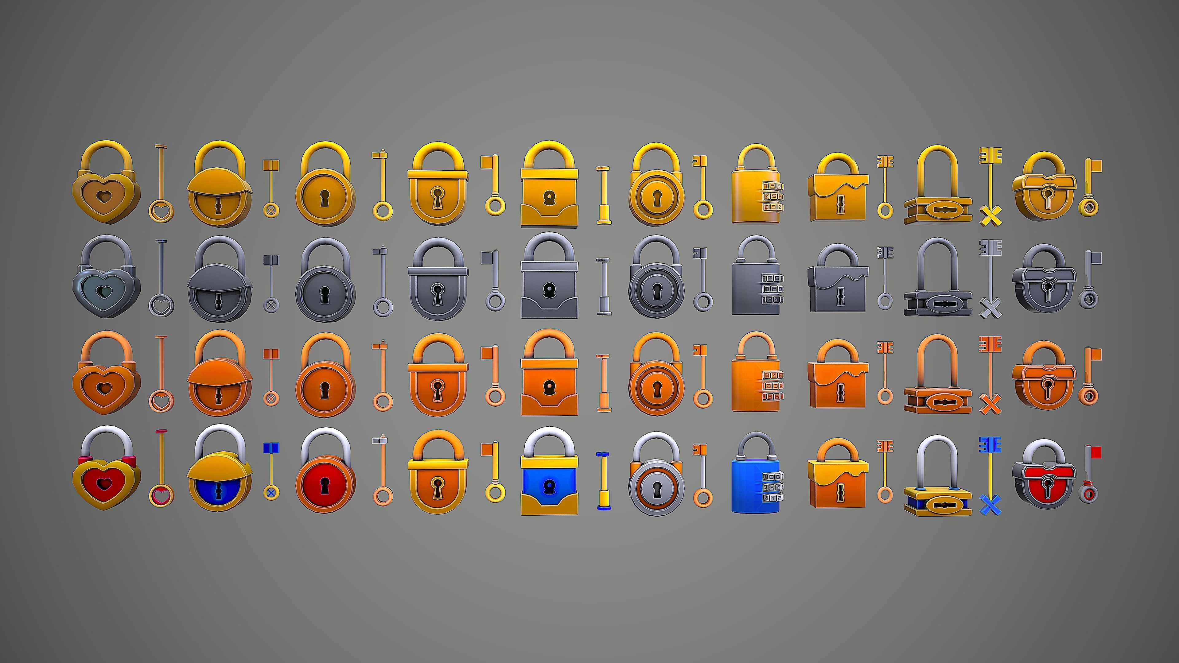 PADLOCK PACK CARTOON STYLIZED 3D Model Collection_11