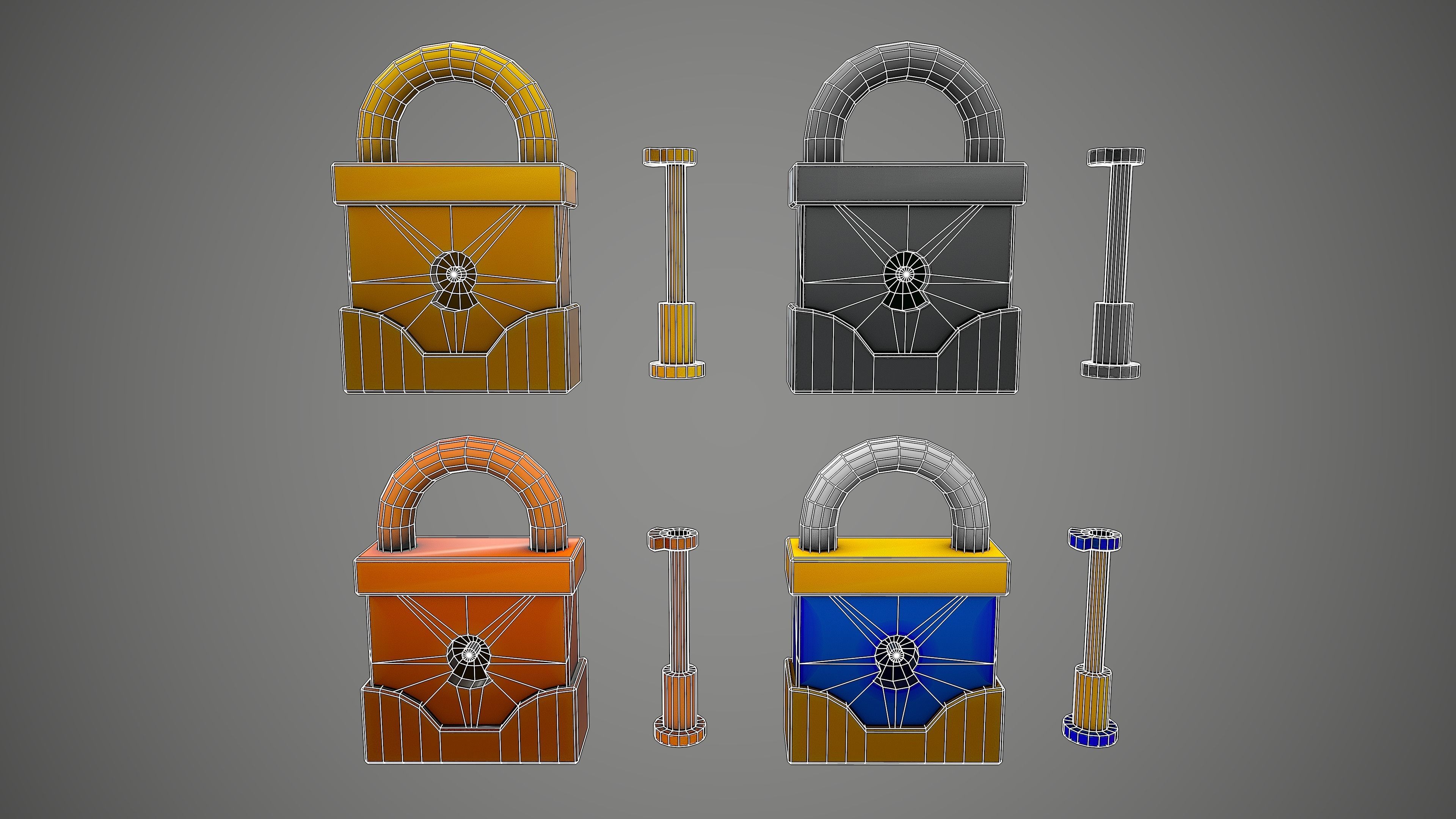 PADLOCK PACK CARTOON STYLIZED 3D Model Collection_30