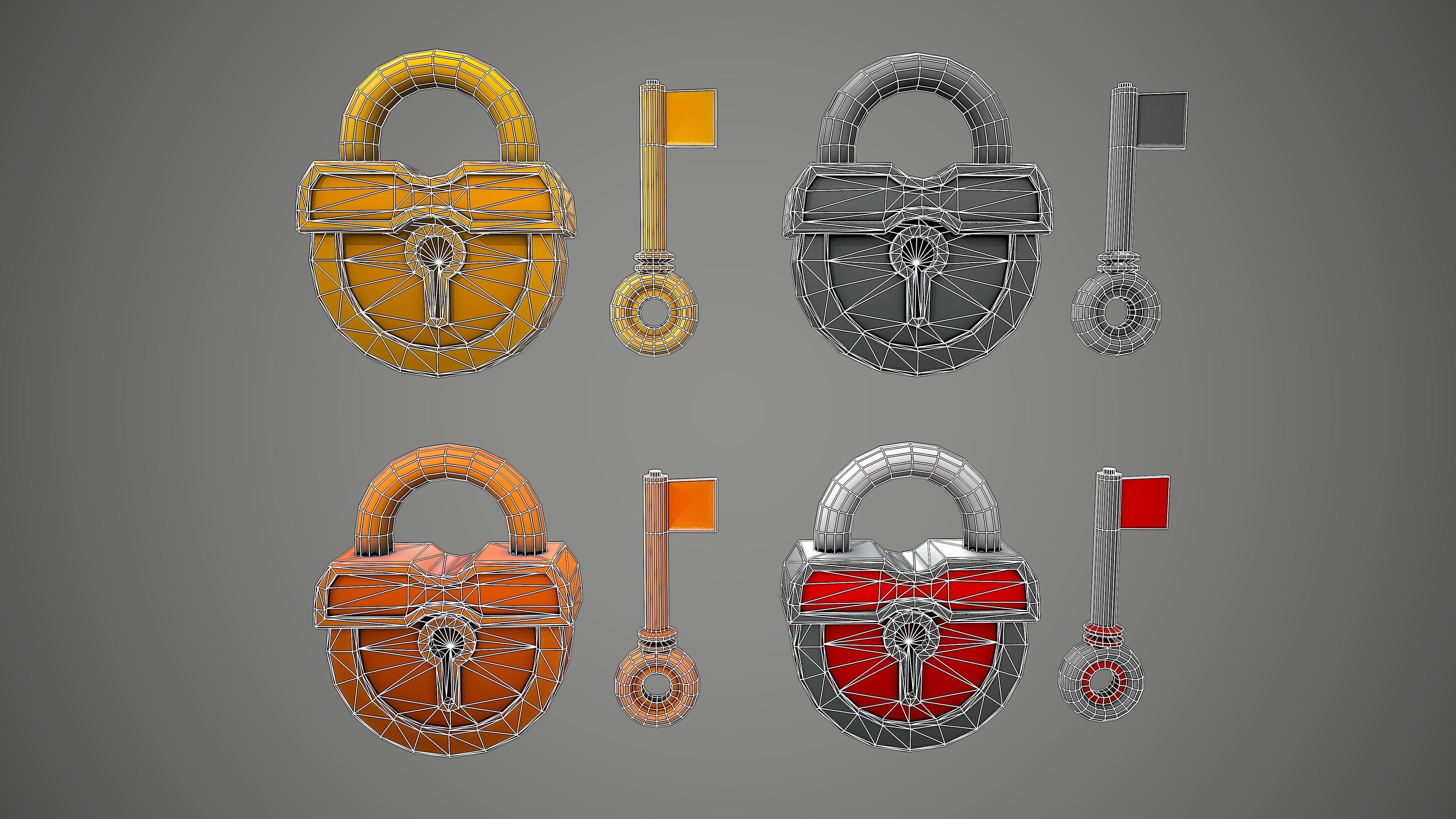 PADLOCK PACK CARTOON STYLIZED 3D Model Collection_28