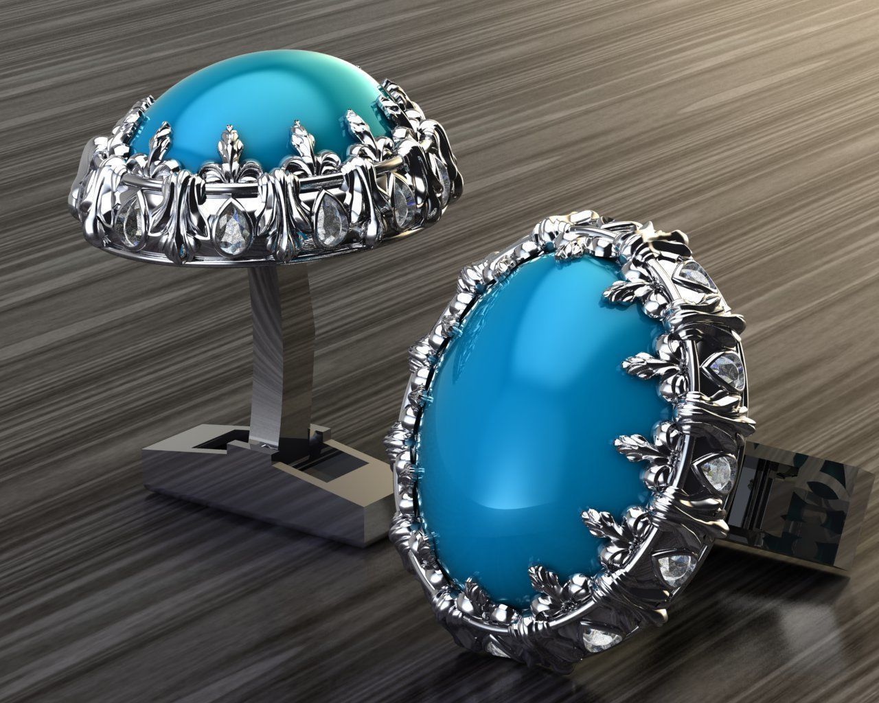 Cufflinks Firuze 3D print model_1