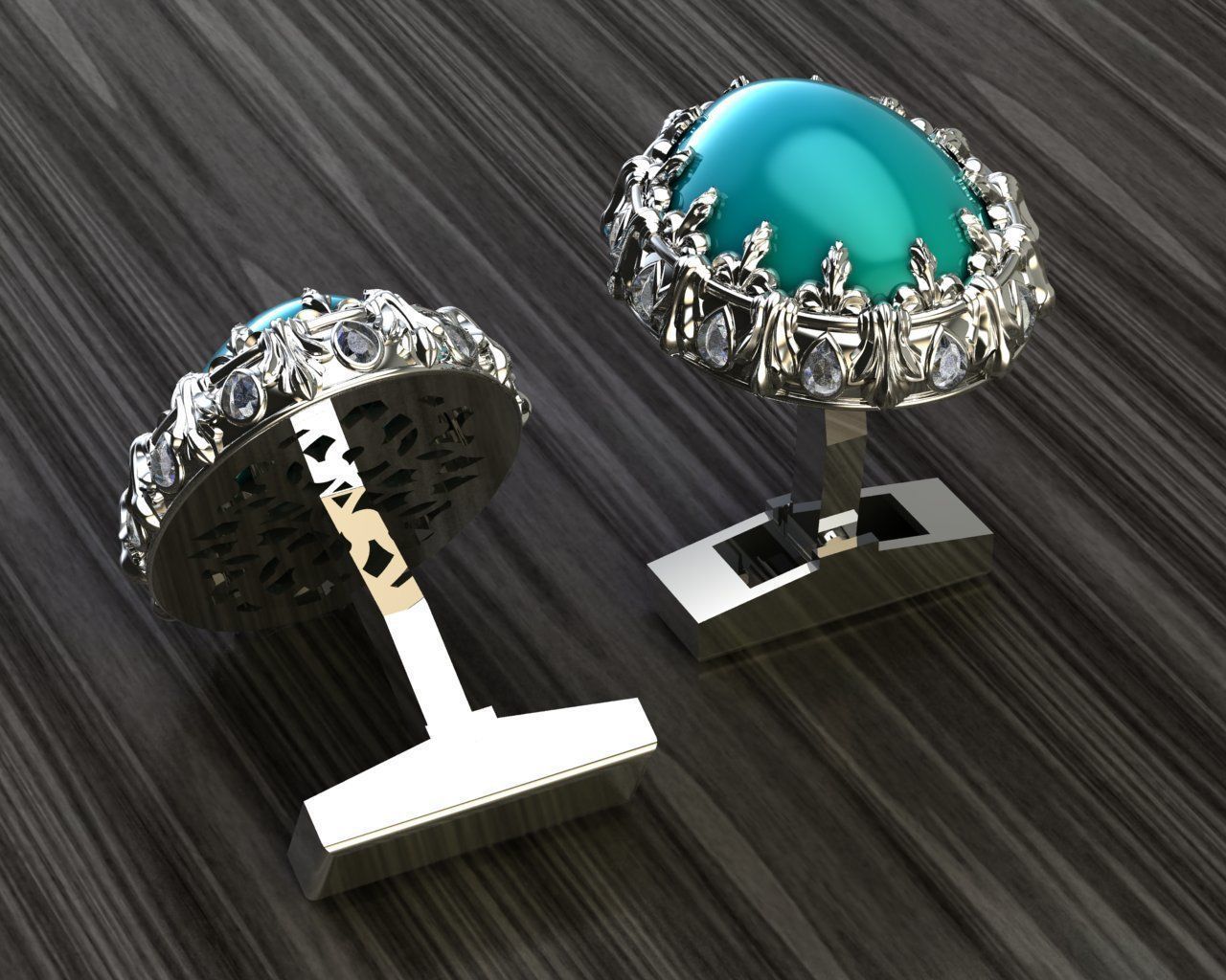 Cufflinks Firuze 3D print model_2