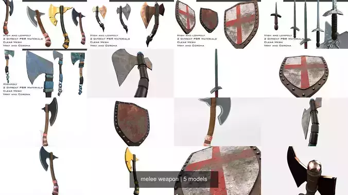melee weapon 3D Model Collection