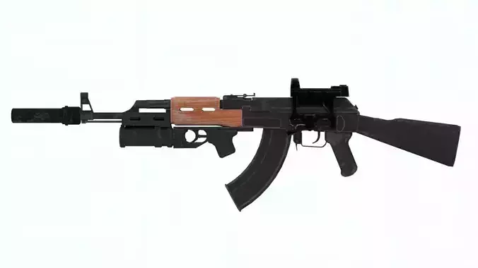 4K Textures Assault Rifle AKM Lowpoly Low-poly 3D model