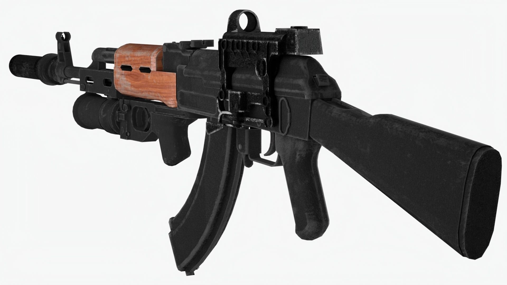 4K Textures Assault Rifle AKM Lowpoly Low-poly 3D model_8
