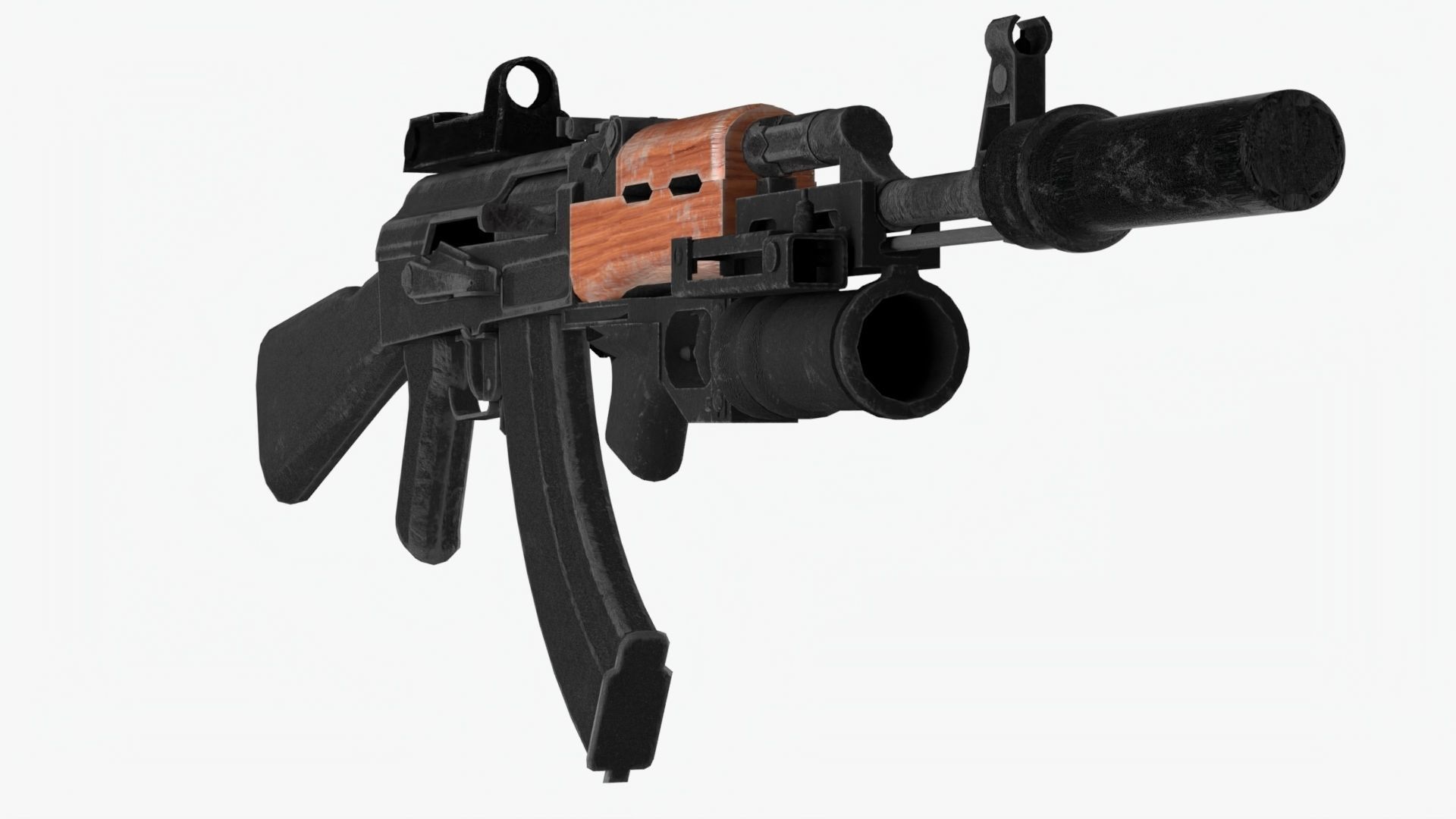 4K Textures Assault Rifle AKM Lowpoly Low-poly 3D model_3