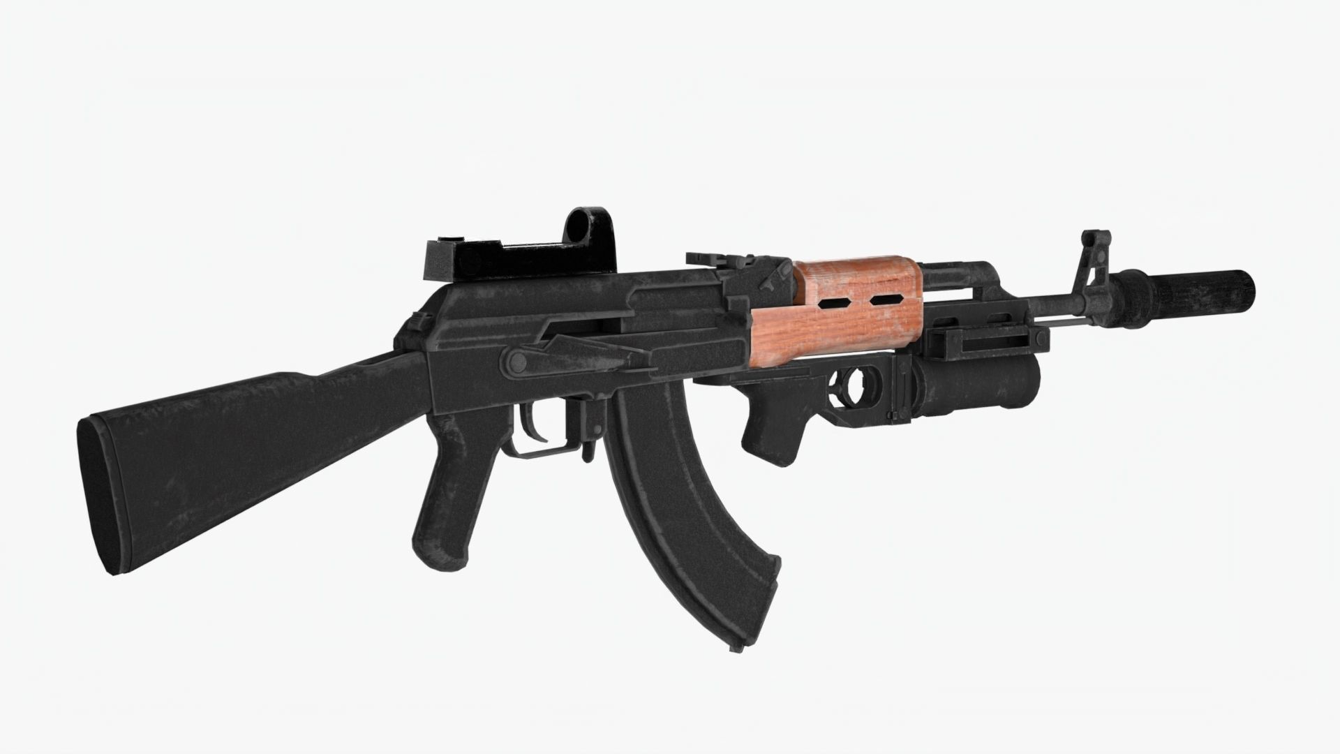 4K Textures Assault Rifle AKM Lowpoly Low-poly 3D model_2