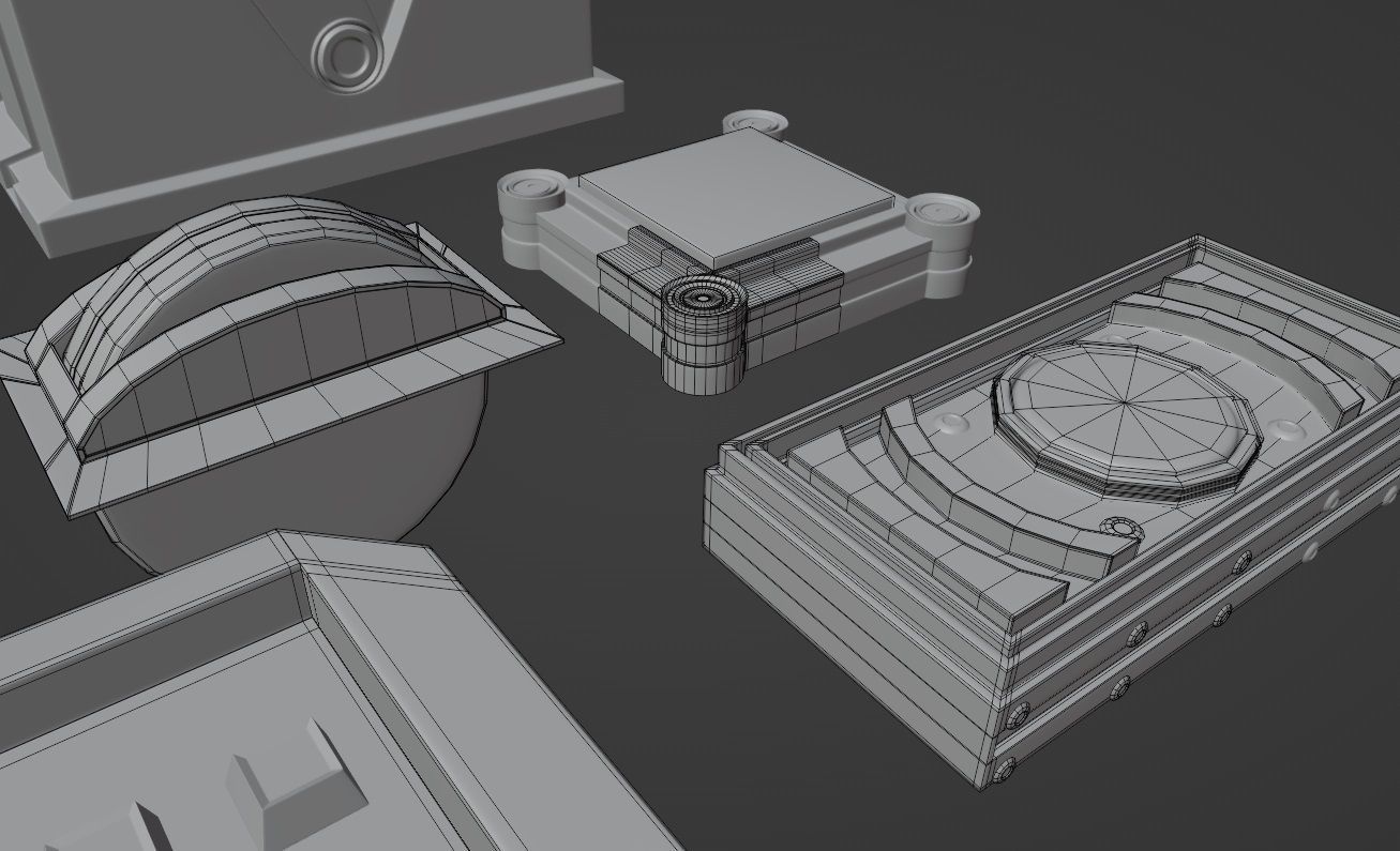 Scifi spaceship Cockpit interior kitbash asset 3D model_8