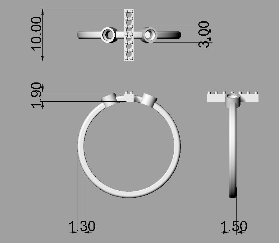 Diamond Letter Ring - I 3D print model_2