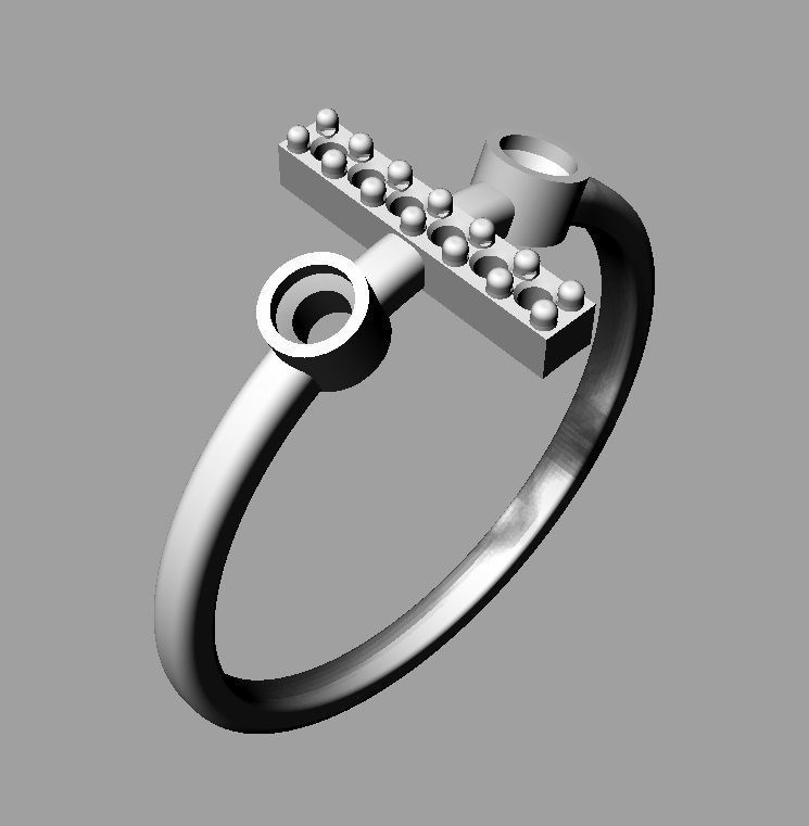 Diamond Letter Ring - I 3D print model_17