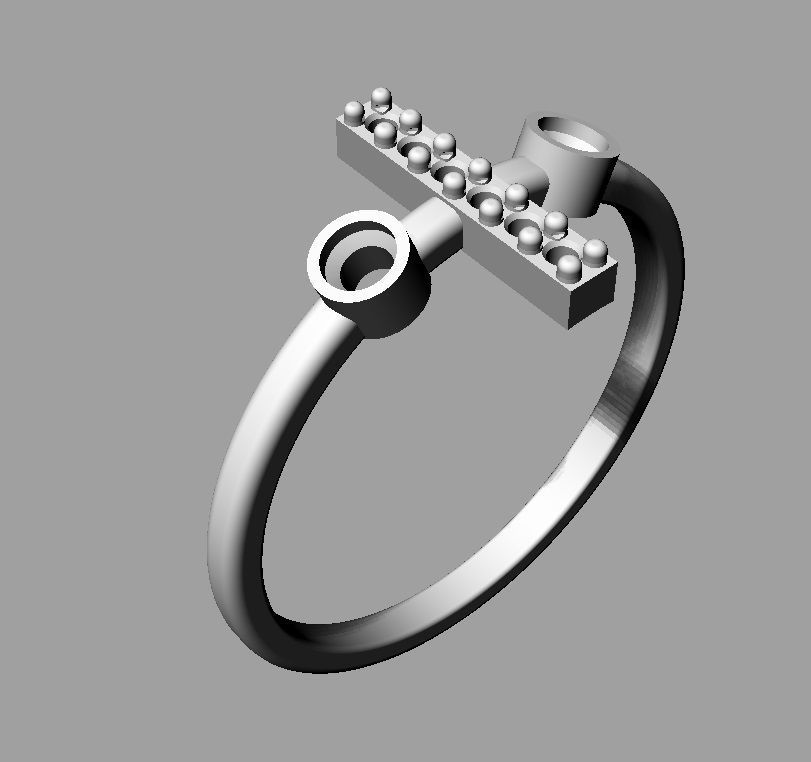 Diamond Letter Ring - I 3D print model_14