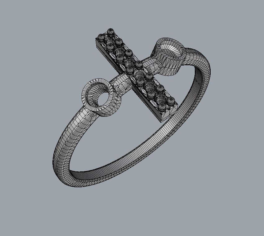 Diamond Letter Ring - I 3D print model_12