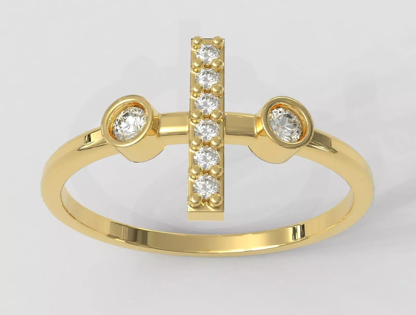 Diamond Letter Ring - I 3D print model_0