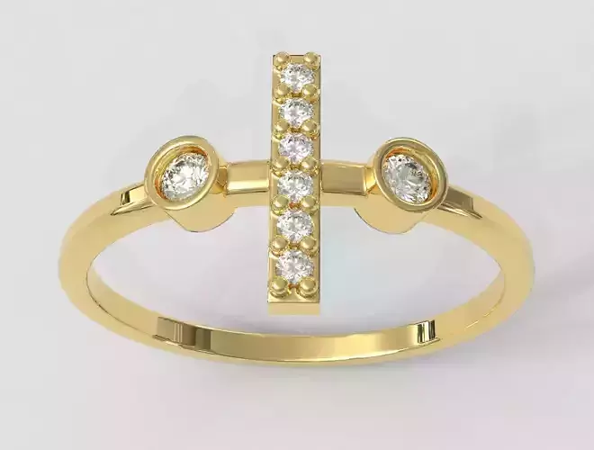Diamond Letter Ring - I 3D print model