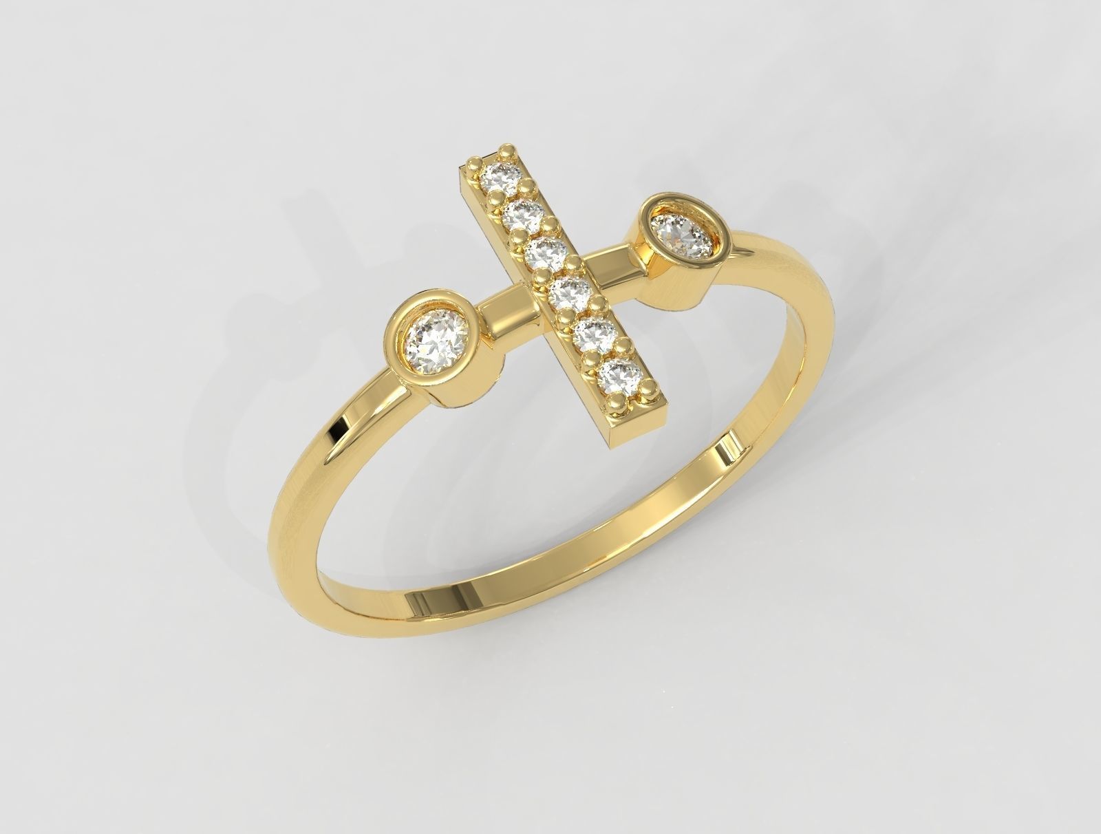 Diamond Letter Ring - I 3D print model_1