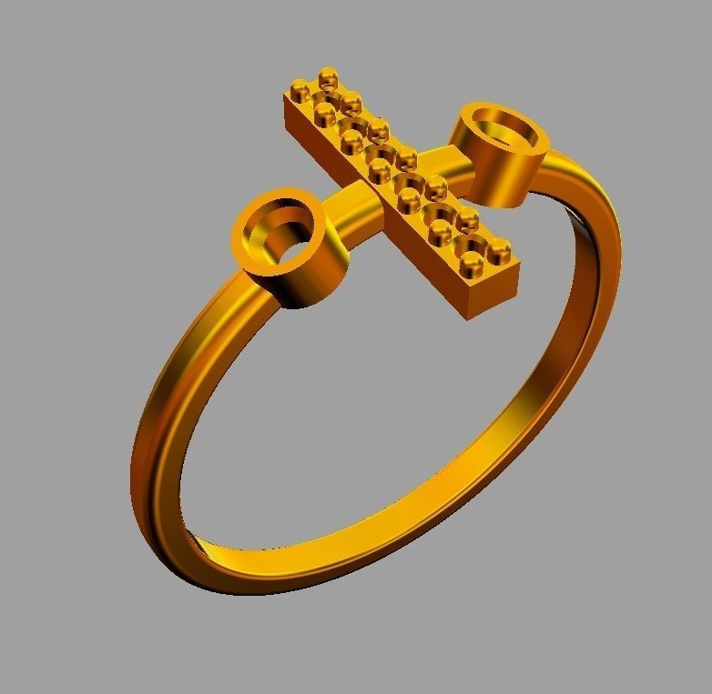 Diamond Letter Ring - I 3D print model_6
